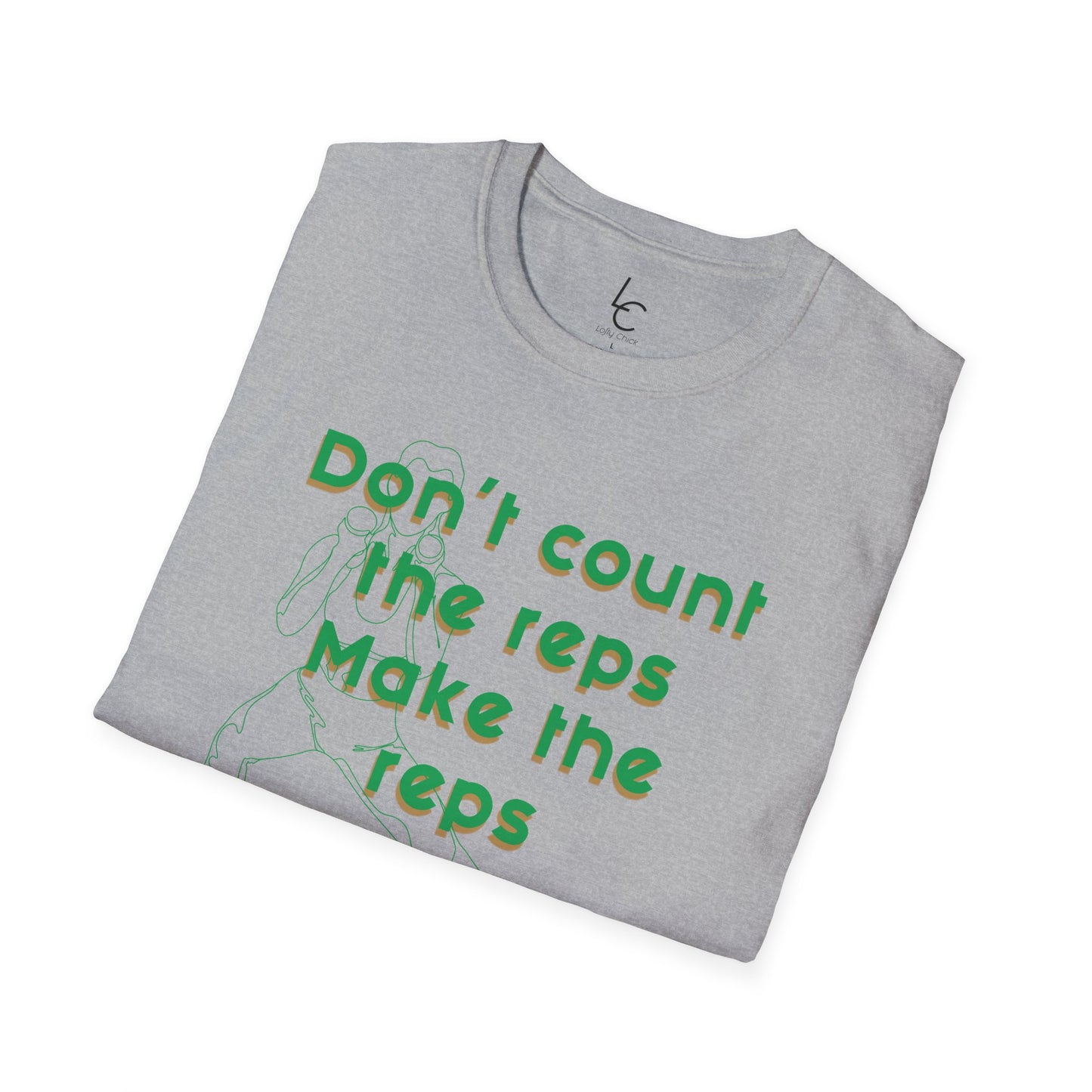 Graphic T-Shirt 'Don't count the reps Make the reps count' in Green