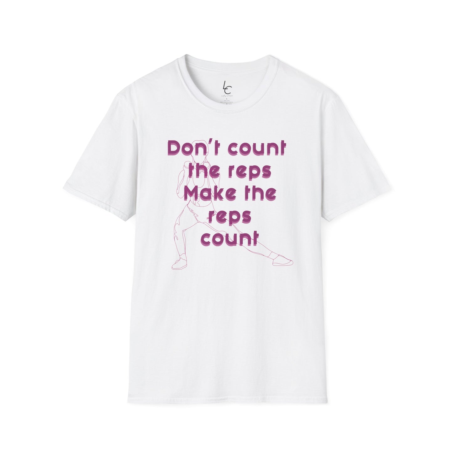 Graphic T-Shirt 'Don't count the reps Make the reps count' in Pink
