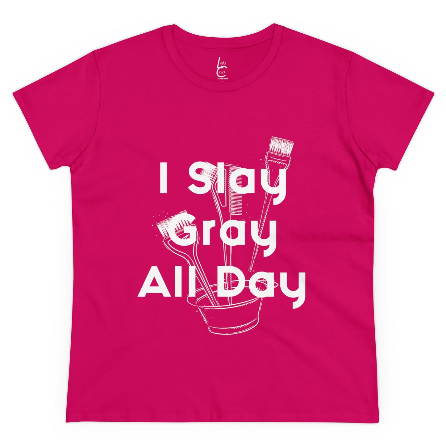 Cotton Graphic Tee For Hairstylist I Slay Gray All Day Cotton Tee White Text Tee Shirt Cotton Tee Gift For Hairstyist Fashion Tee