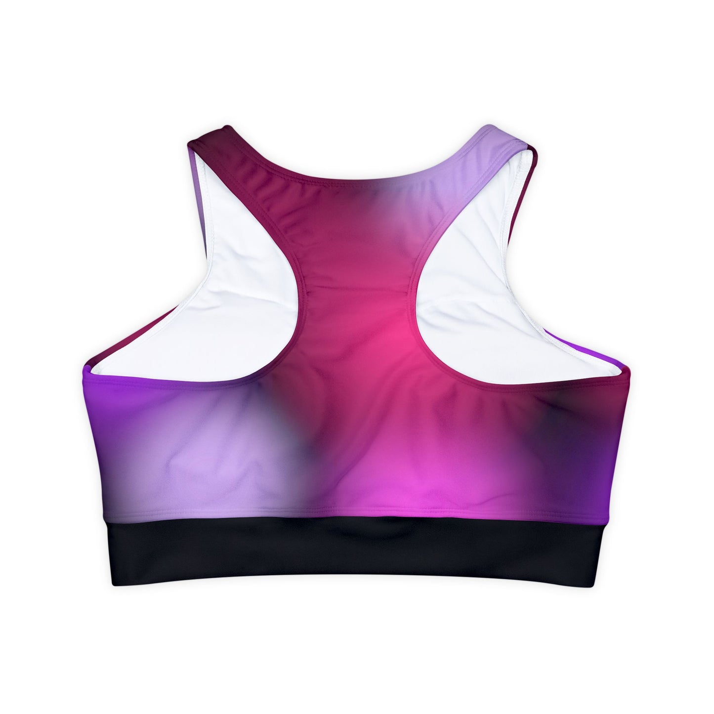 Sports Bra Fully Lined Padded Sports Bra Support Bra Purple Geo Pop/Black