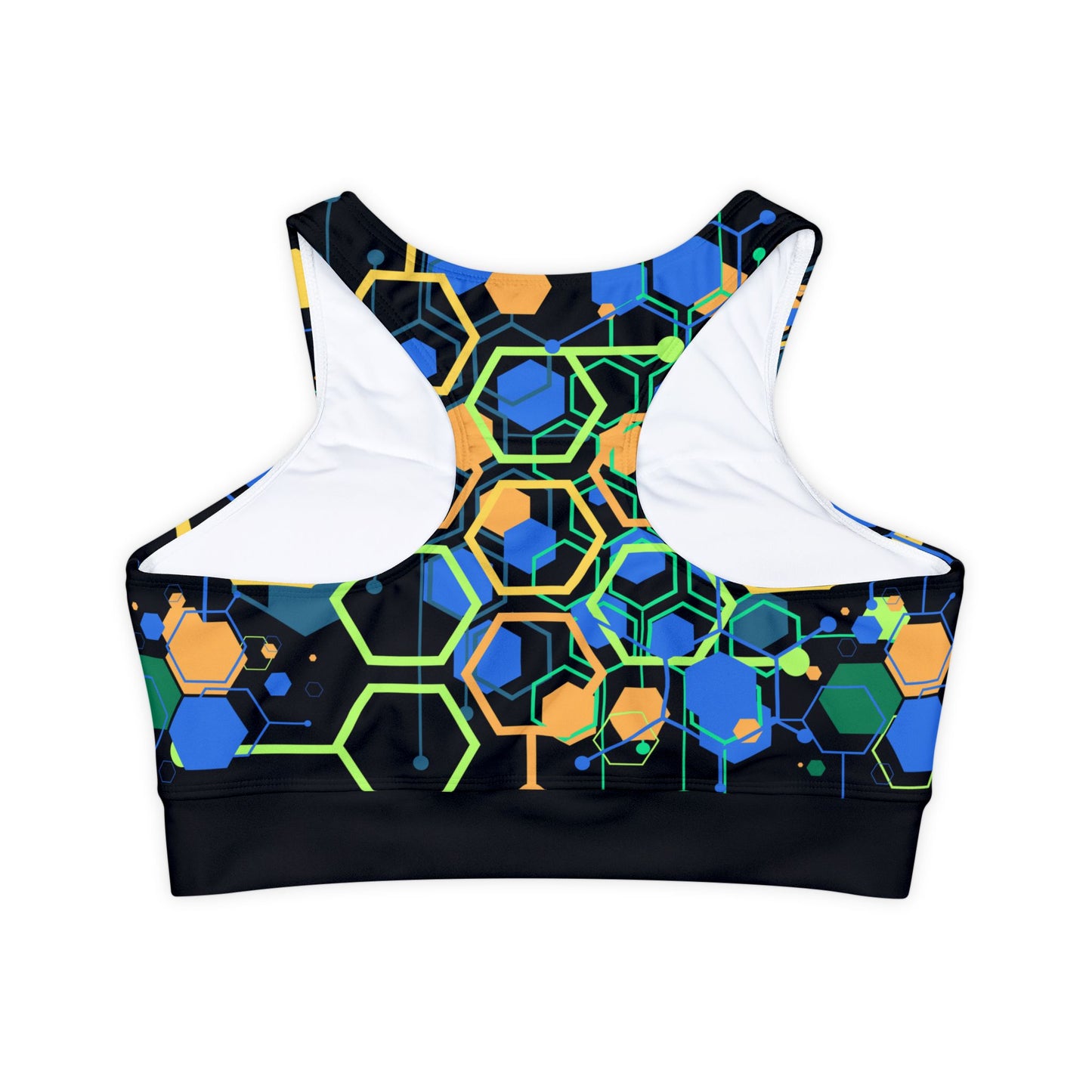 Sports Bra for Women - Fully Lined and Padded, Green/Geo Pop/Black