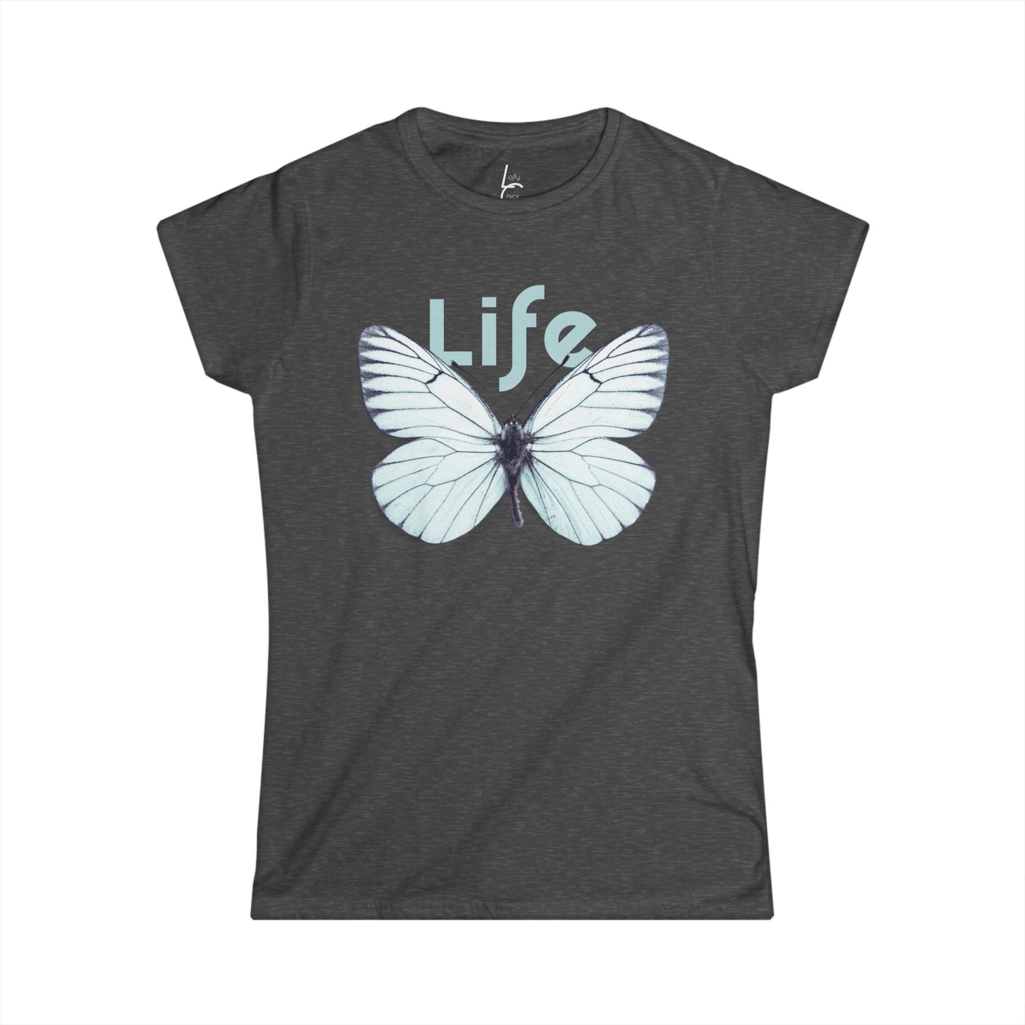 Comfort Fit Tee Garden Design White Butterfly Cotton Tee Fitted T-shirt Soft Tee Woman's T-shirt