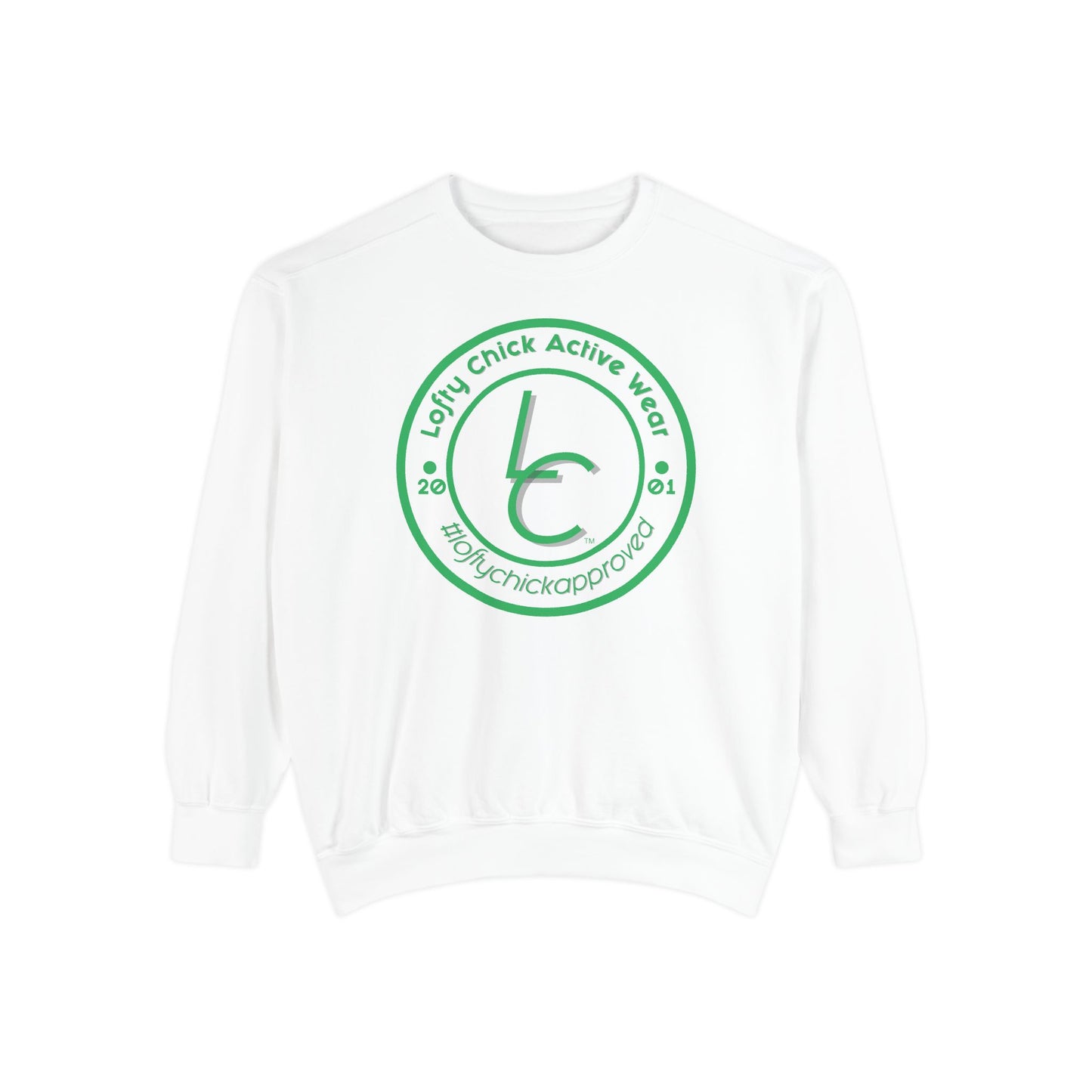 Soft Relaxed Fit Sweatshirt With Lofty Chick 2001 Embelm Green