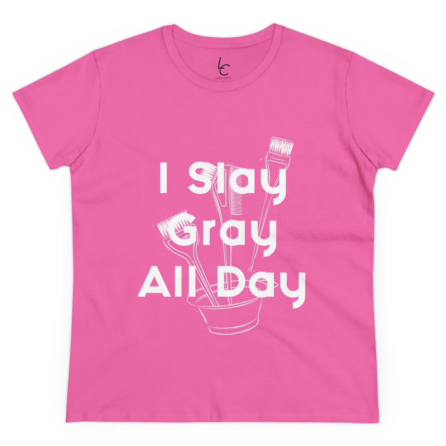 Cotton Graphic Tee For Hairstylist I Slay Gray All Day Cotton Tee White Text Tee Shirt Cotton Tee Gift For Hairstyist Fashion Tee