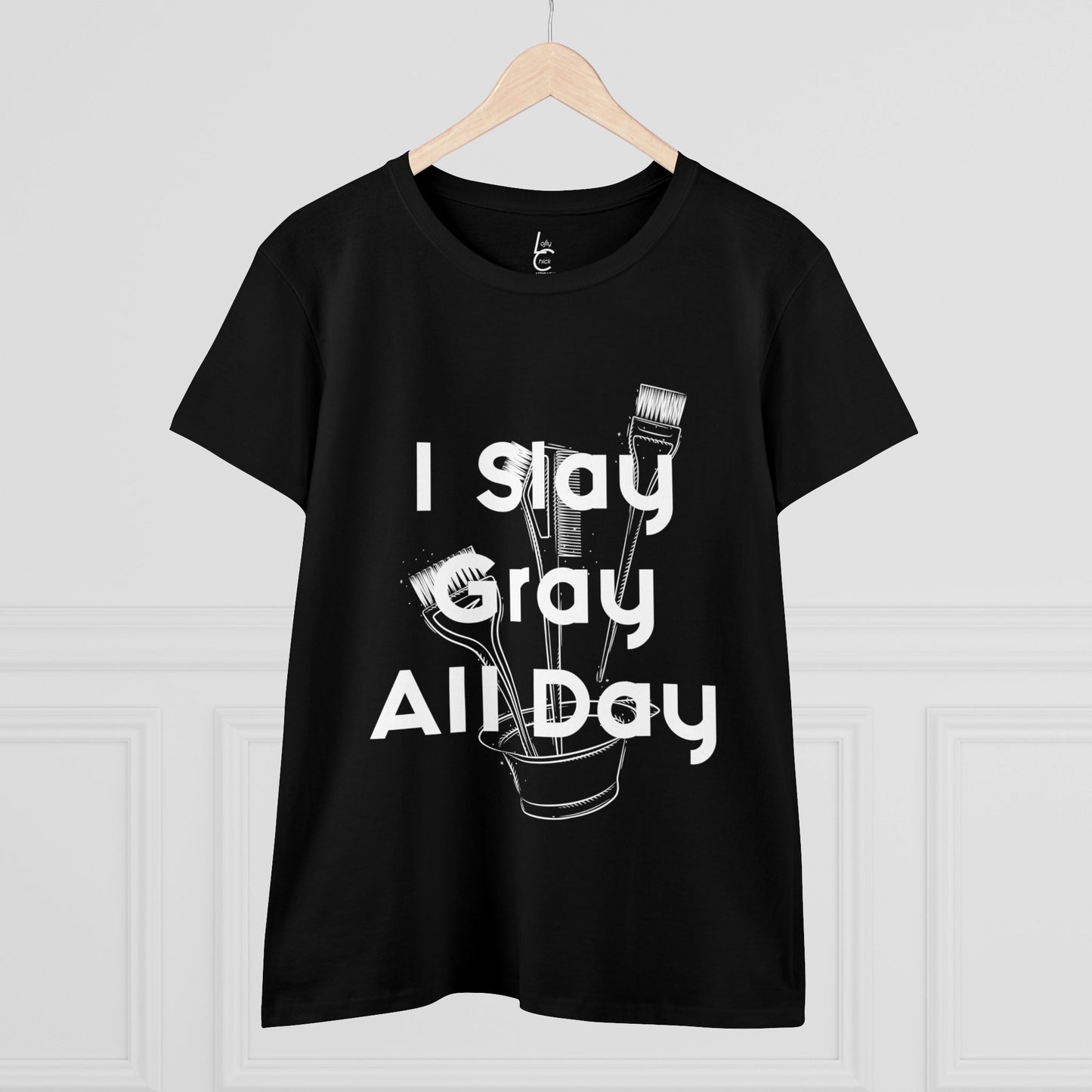 Cotton Graphic Tee For Hairstylist I Slay Gray All Day Cotton Tee White Text Tee Shirt Cotton Tee Gift For Hairstyist Fashion Tee