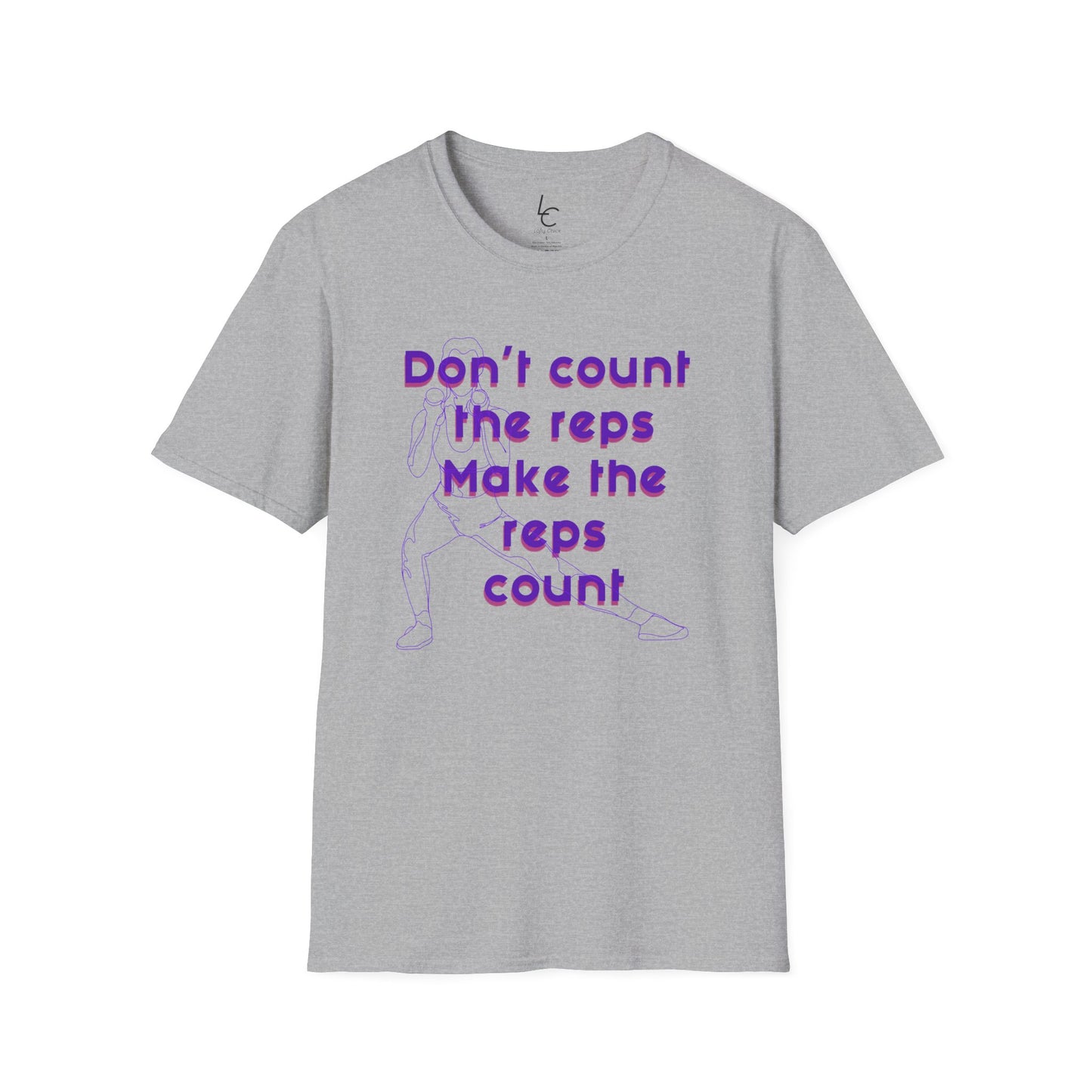 Graphic T-Shirt 'Don't count the reps Make the reps count' in Purple