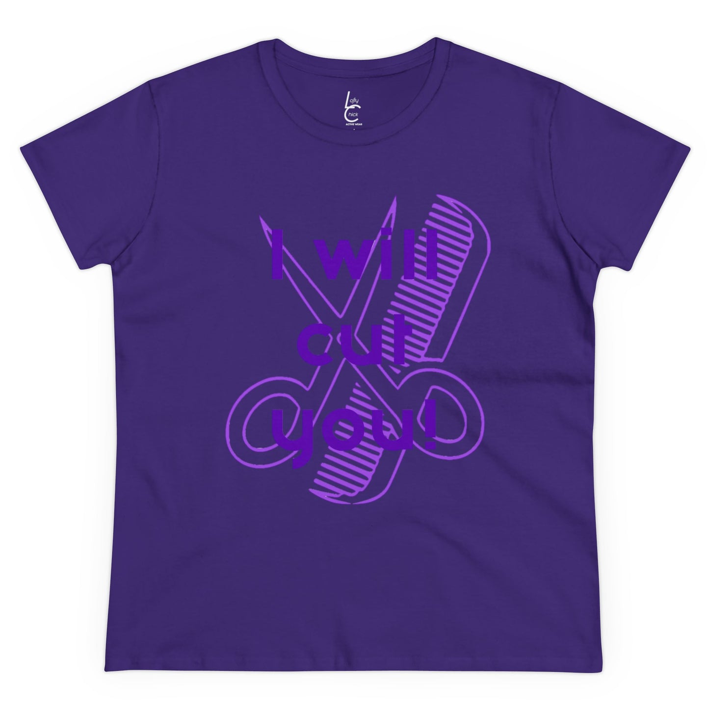 Comfy Cotton Graphic Tee For Hairstylist I Will Cut You Cotton Tee PurpleText Tee Shirt Cotton Tee Cotton T-shirt