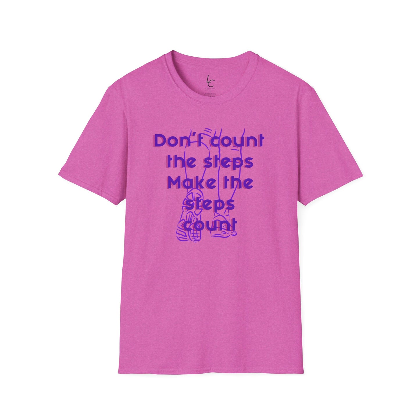 Graphic T-Shirt 'Don't count the steps Make the steps count' in Purple Sneakers