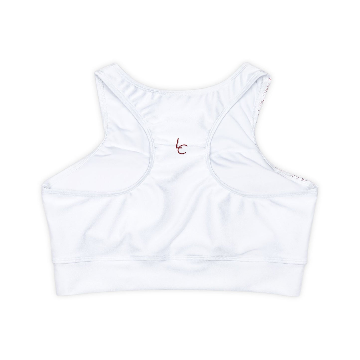Sports Bra Fully Lined Padded Sports Bra Support Bra Red Flower/White