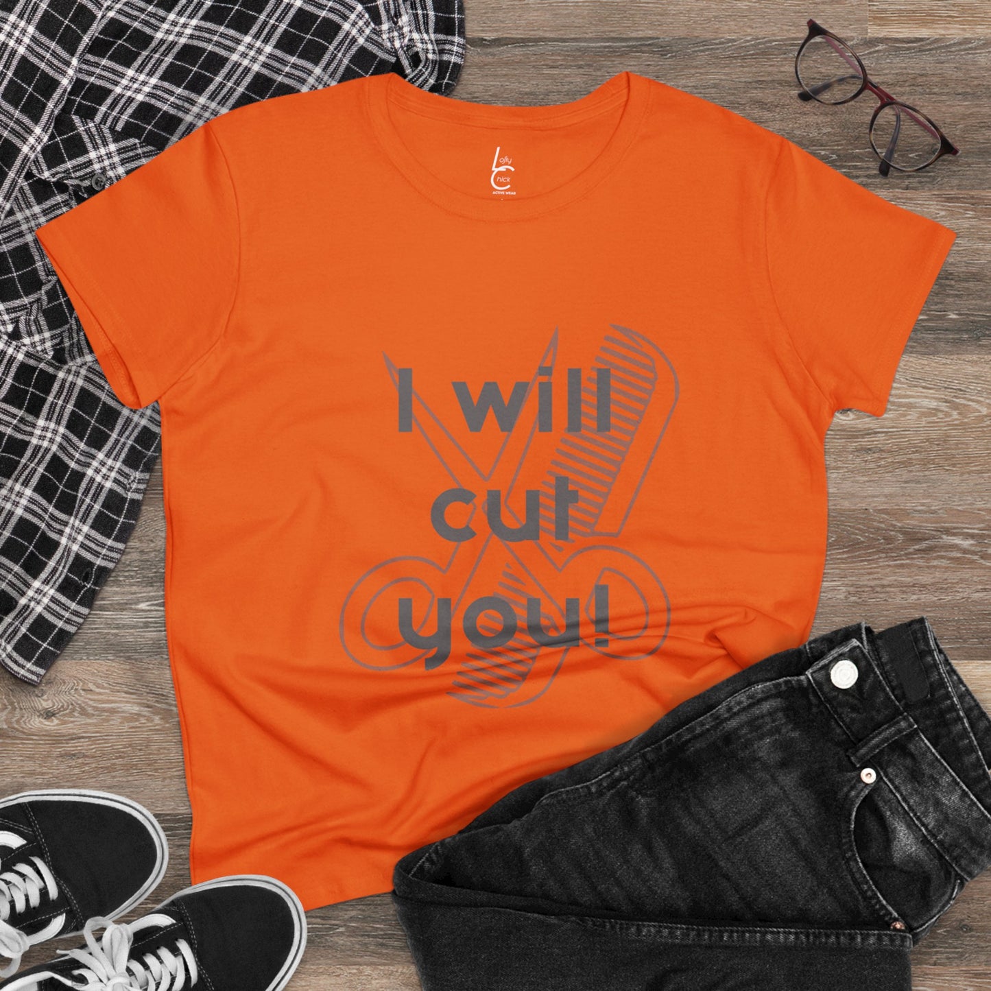 Comfy Cotton Graphic Tee For Hairstylist I Will Cut You Hairstylist Cotton Tee Gray Text Tee Shirt Cotton Tee Cotton T-shirt