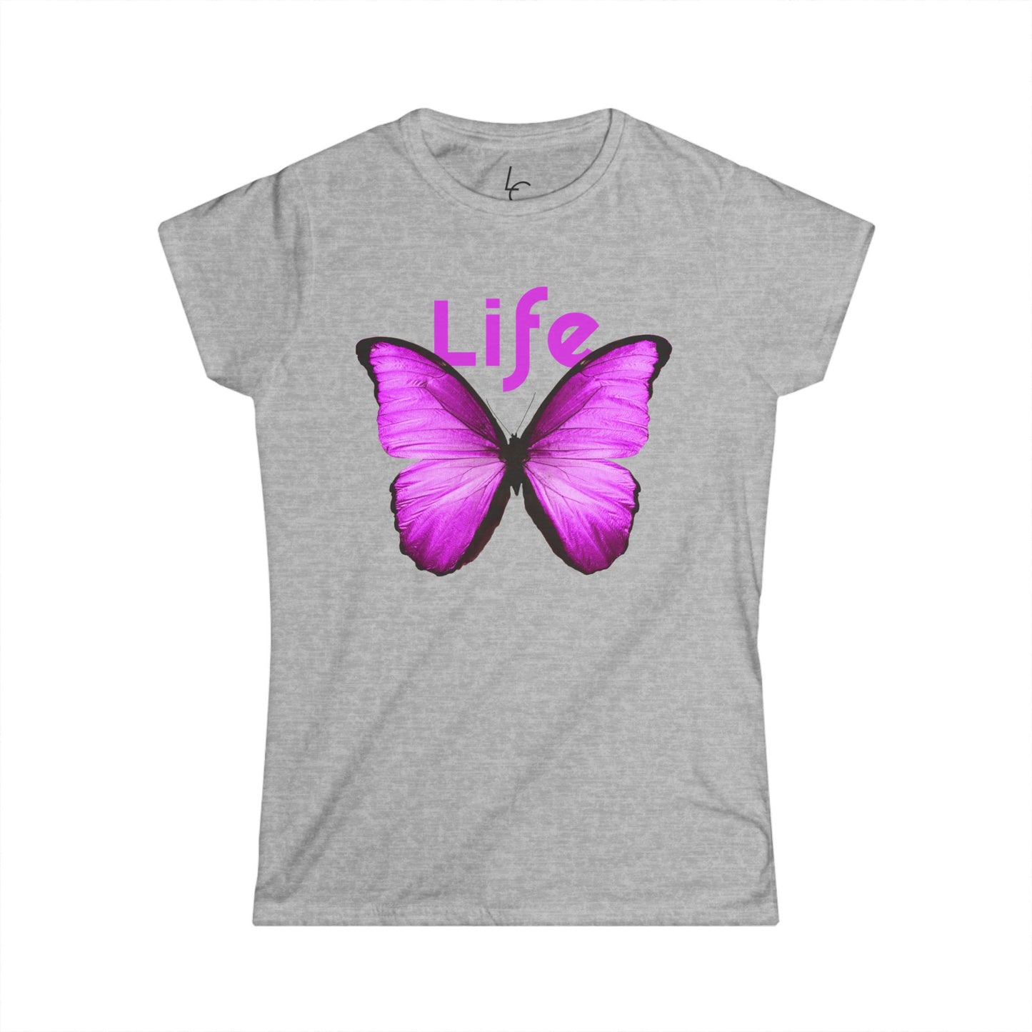 Comfort Fit Tee Garden Design Purple Butterfly Cotton Tee Fitted T-shirt Soft Tee Woman's T-shirt