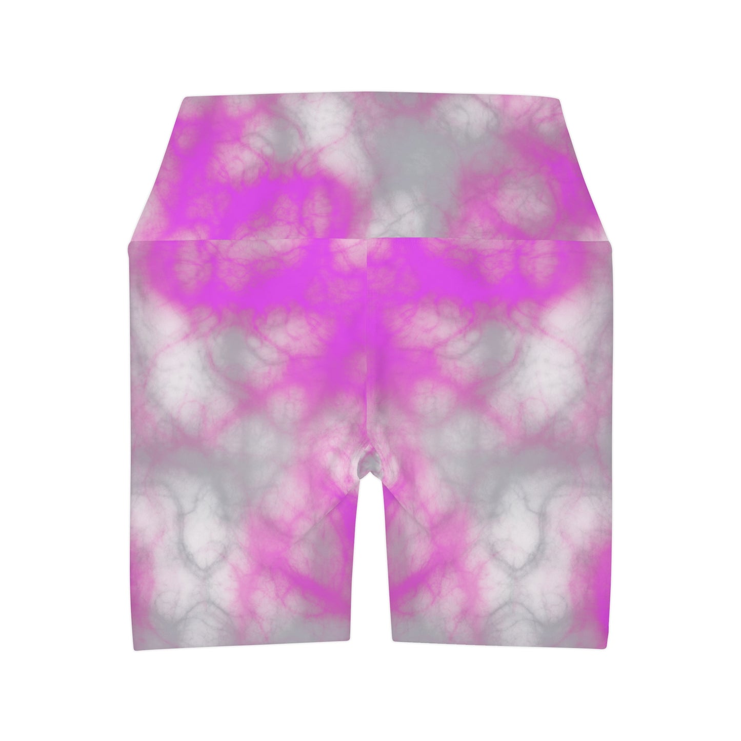 High Waisted Yoga Shorts with Pink and Gray Tie-dye Yoga Shorts for Woman