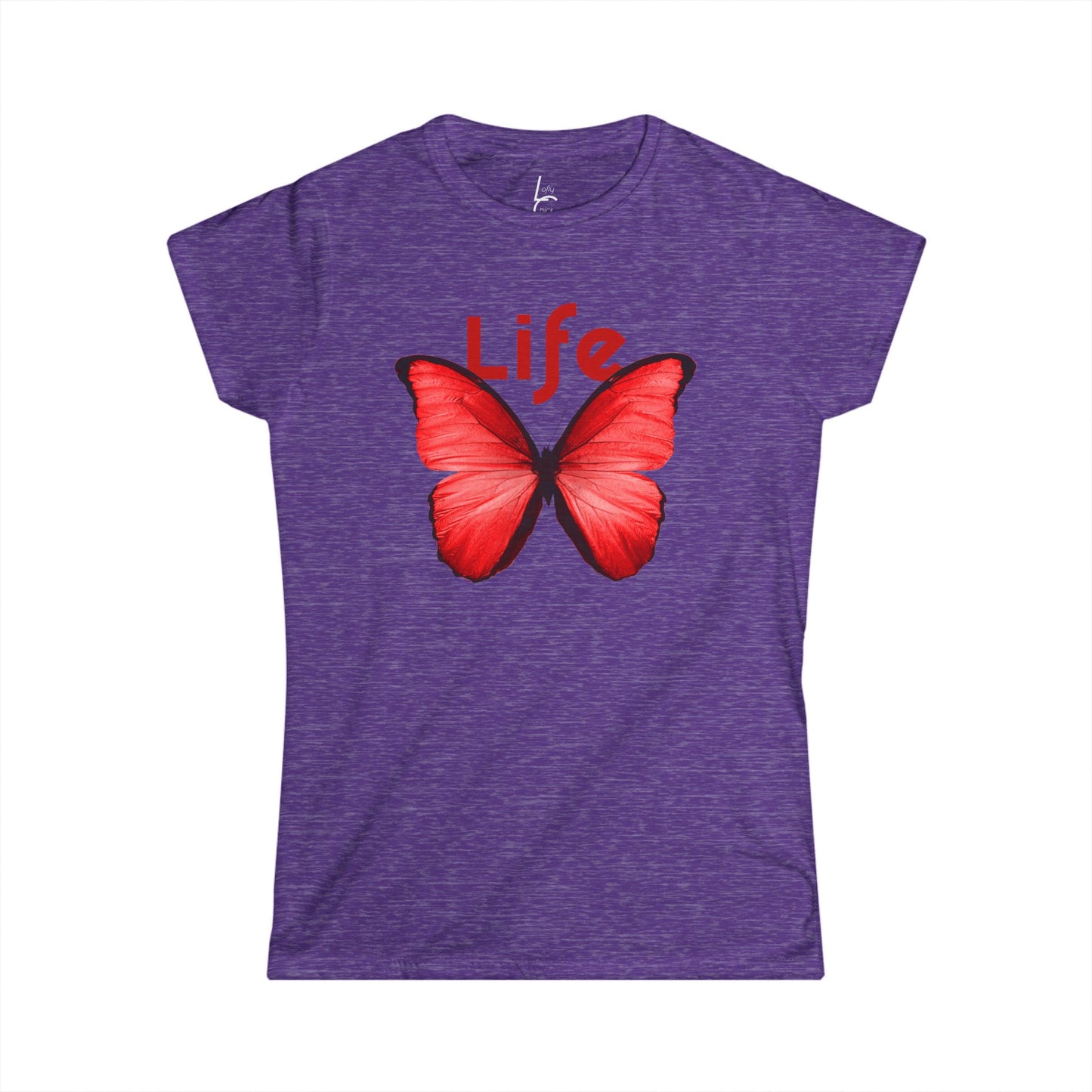 Comfort Fit Tee Garden Design Red Butterfly Cotton Tee Fitted T-shirt Soft Tee Woman's T-shirt