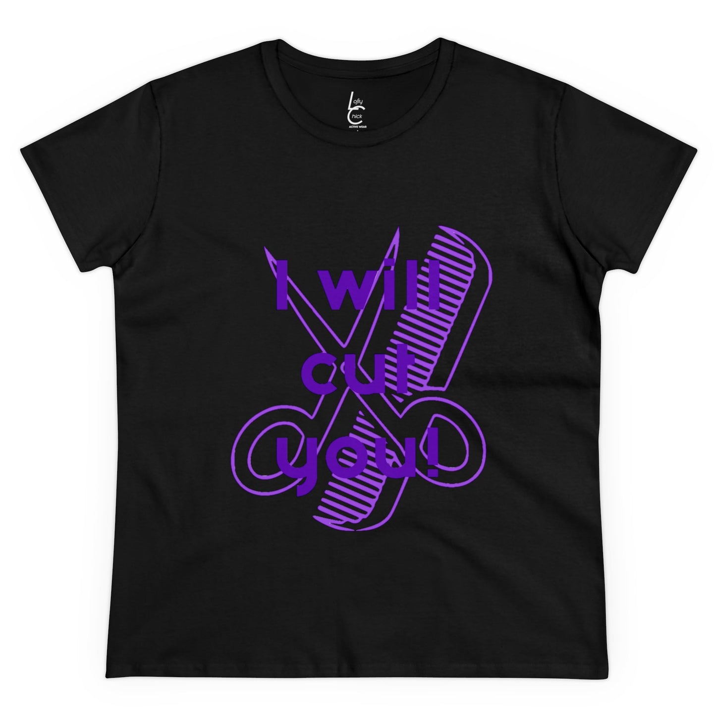 Comfy Cotton Graphic Tee for Hairstylist I Will Cut You Cotton Tee PurpleText Tee Shirt Cotton Tee T-shirt for Woman