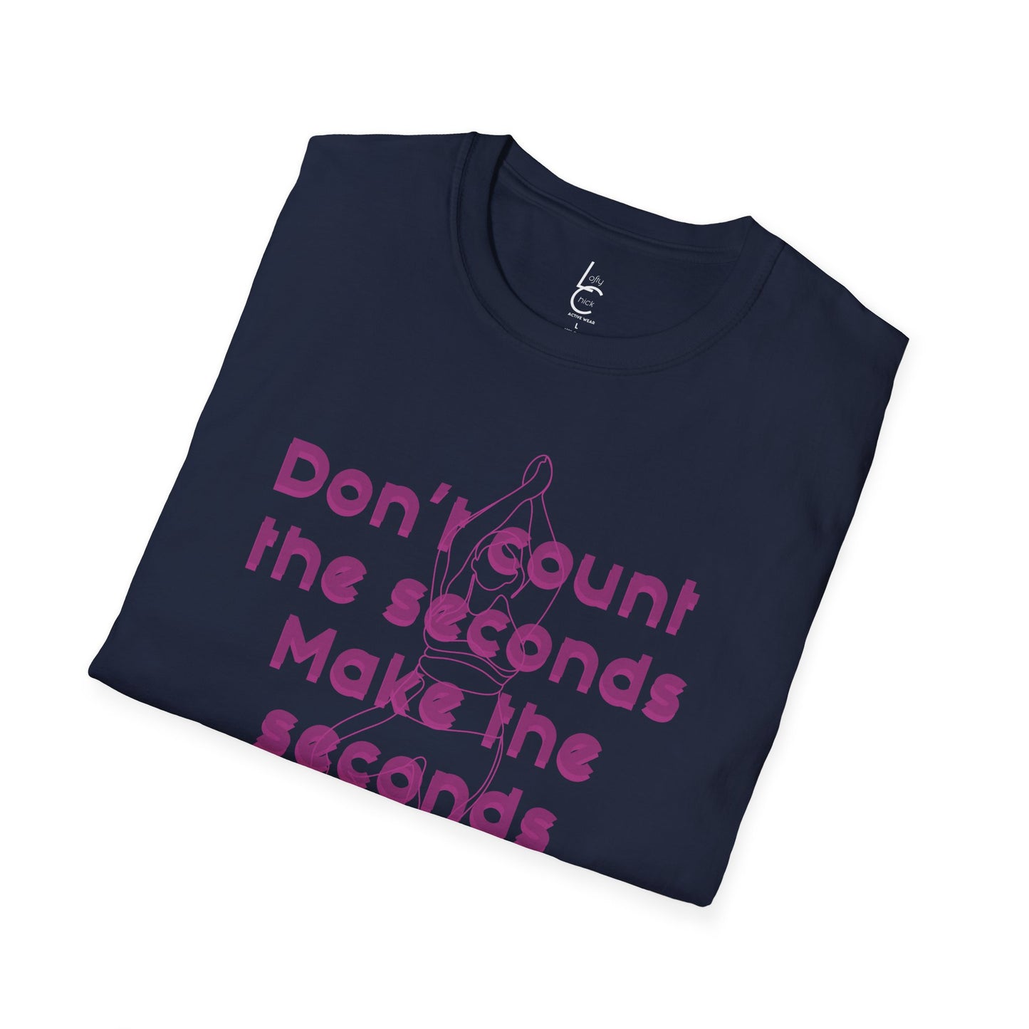 Graphic T-Shirt 'Don't count the seconds Make the seconds count' in Pink Yoga