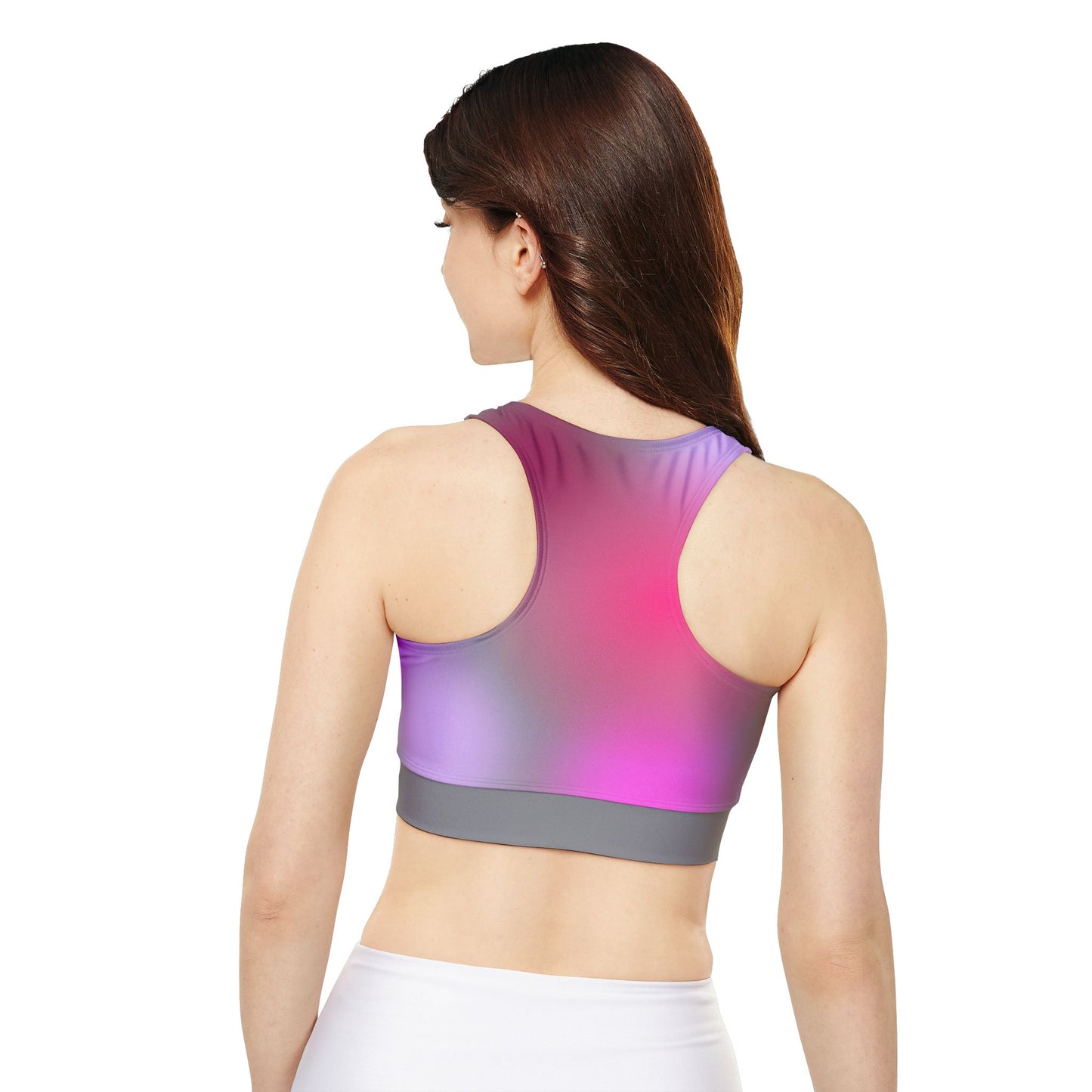 Sports Bra Fully Lined Padded Sports Bra Support Bra Purp Geo Pop/Gray
