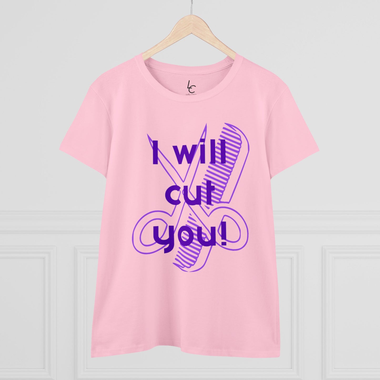 Comfy Cotton Graphic Tee For Hairstylist I Will Cut You Cotton Tee PurpleText Tee Shirt Cotton Tee Cotton T-shirt