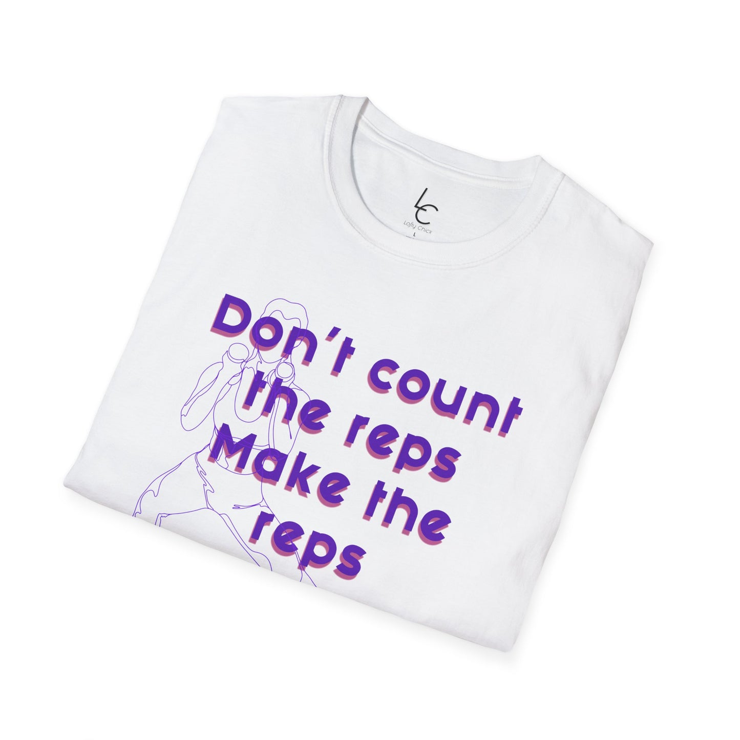 Graphic T-Shirt 'Don't count the reps Make the reps count' in Purple