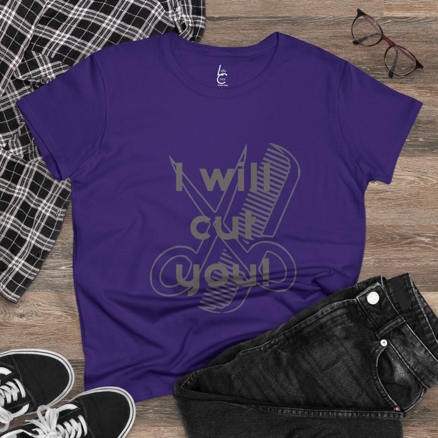 Comfy Cotton Graphic Tee For Hairstylist I Will Cut You Hairstylist Cotton Tee Gray Text Tee Shirt Cotton Tee Cotton T-shirt