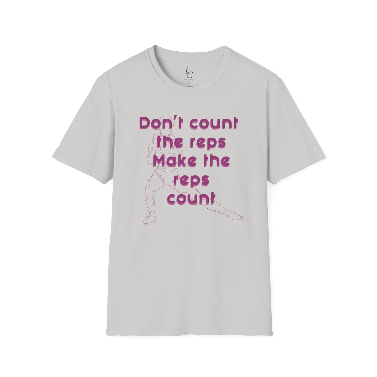 Graphic T-Shirt 'Don't count the reps Make the reps count' in Pink