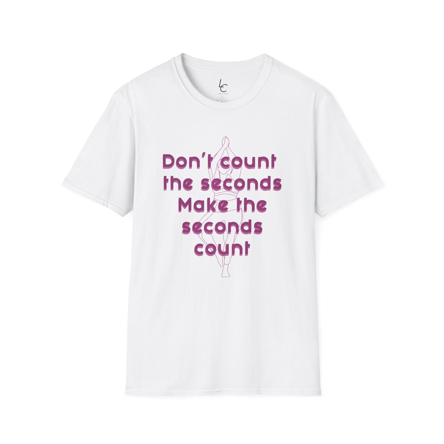 Graphic T-Shirt 'Don't count the seconds Make the seconds count' in Pink Yoga