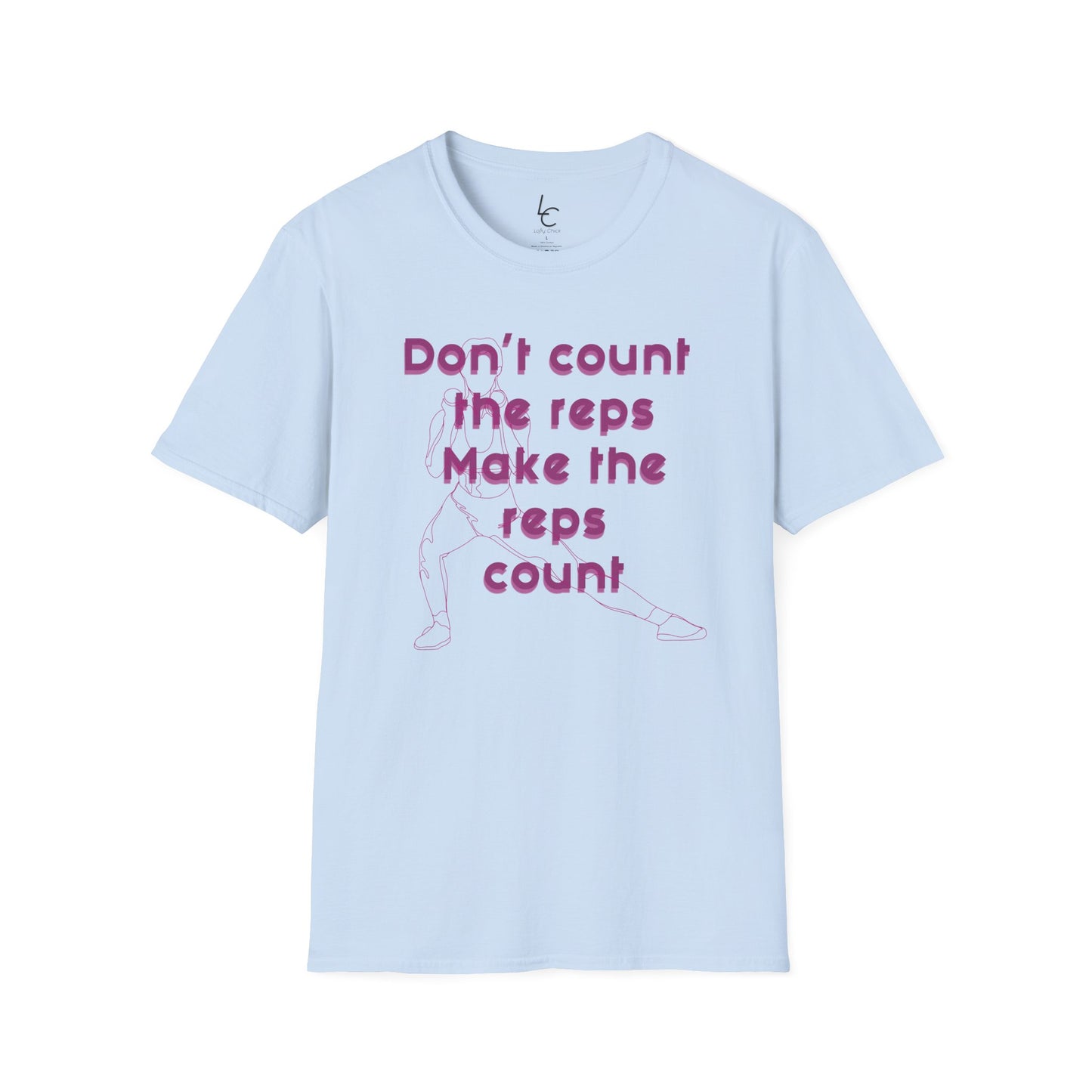 Graphic T-Shirt 'Don't count the reps Make the reps count' in Pink