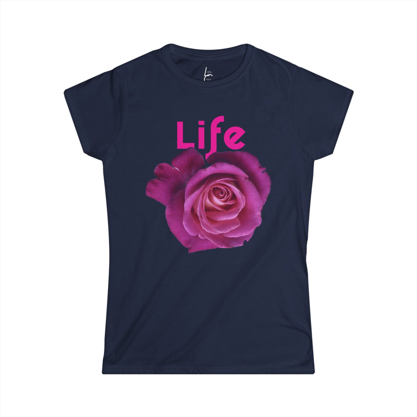 Comfort Fit Tee 'Life' Garden Design Pink Rose Cotton Tee Fitted T-shirt Soft Tee Woman's T-shirt