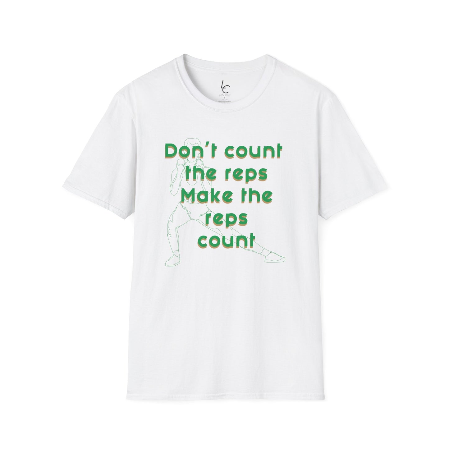 Graphic T-Shirt 'Don't count the reps Make the reps count' in Green