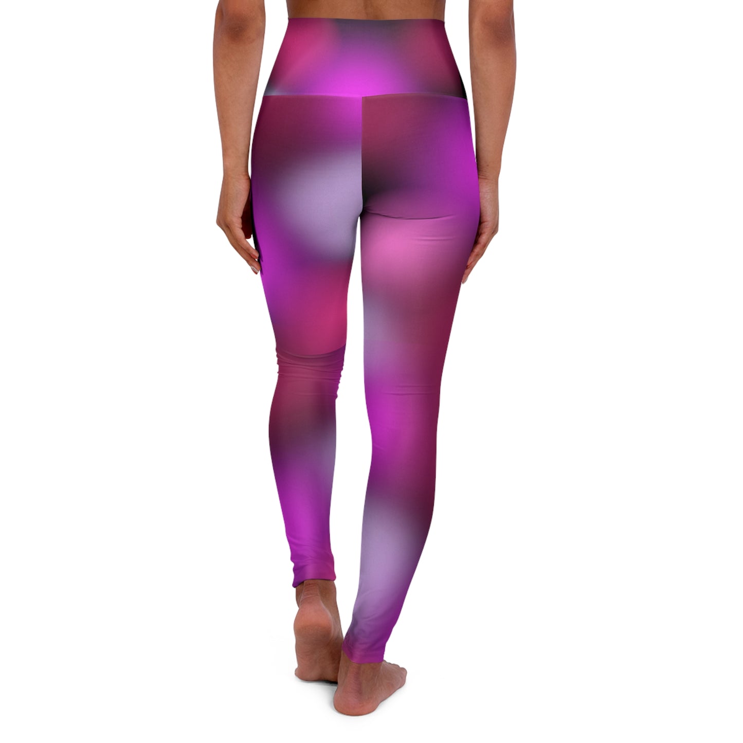 High Waisted Workout Leggings for Woman Pink/Purple Geo on Blk