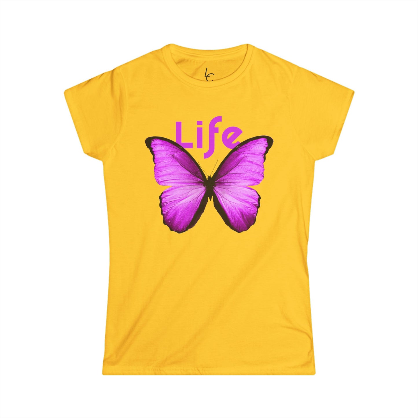 Comfort Fit Tee Garden Design Purple Butterfly Cotton Tee Fitted T-shirt Soft Tee Woman's T-shirt