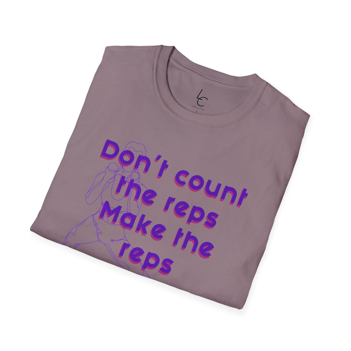 Graphic T-Shirt 'Don't count the reps Make the reps count' in Purple