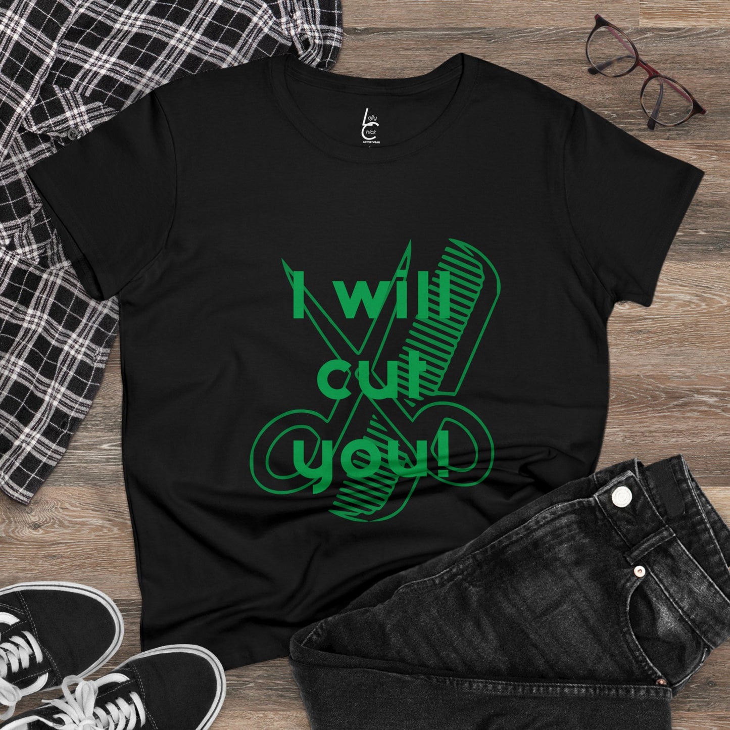 Comfy Cotton Graphic Tee I Will Cut You for Hairstylist Cotton Tee Green Text Hairstylist T-shirt Tee Shirt Cotton Tee Cotton T-shirt