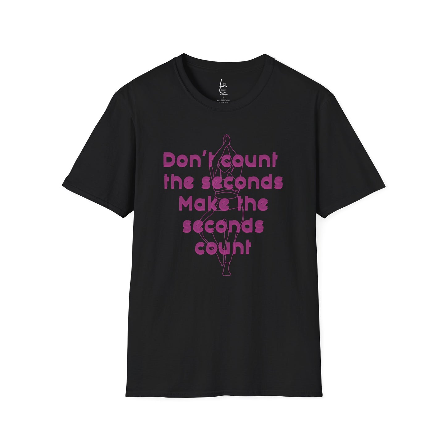Graphic T-Shirt 'Don't count the seconds Make the seconds count' in Pink Yoga