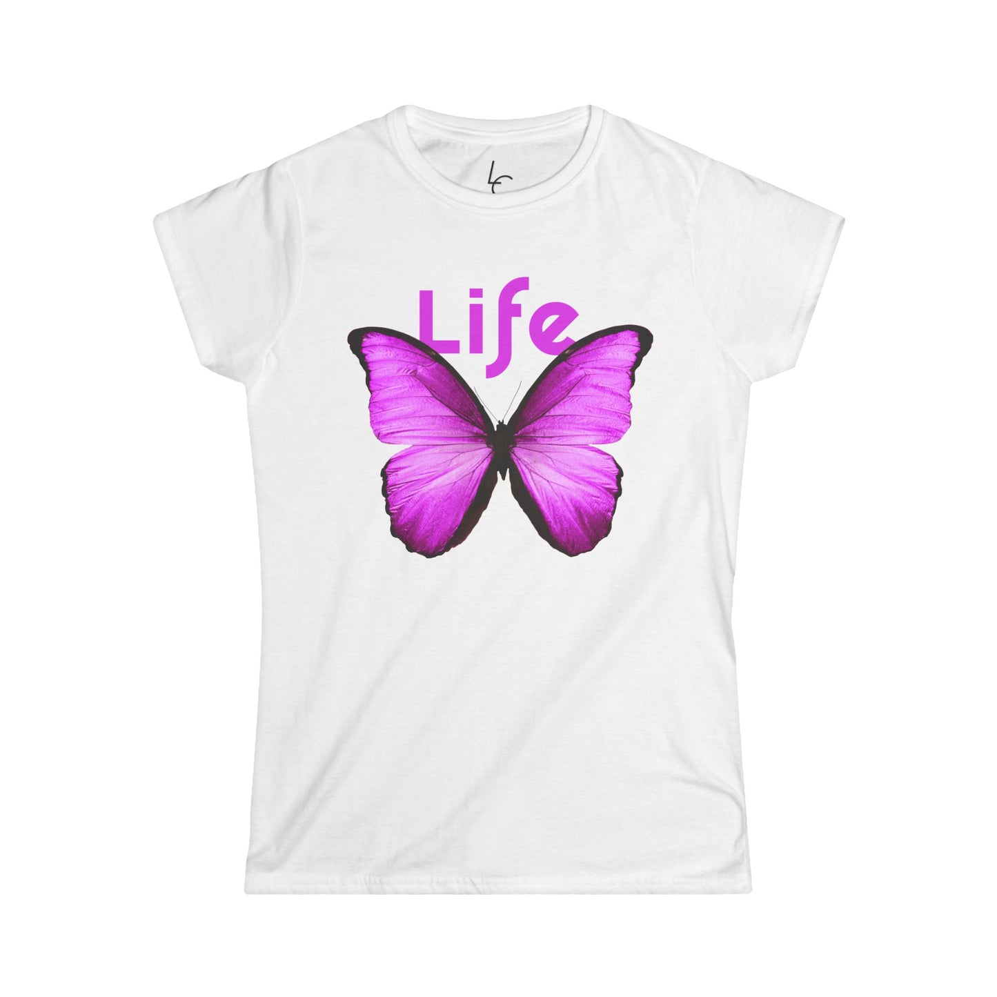 Comfort Fit Tee Garden Design Purple Butterfly Cotton Tee Fitted T-shirt Soft Tee Woman's T-shirt