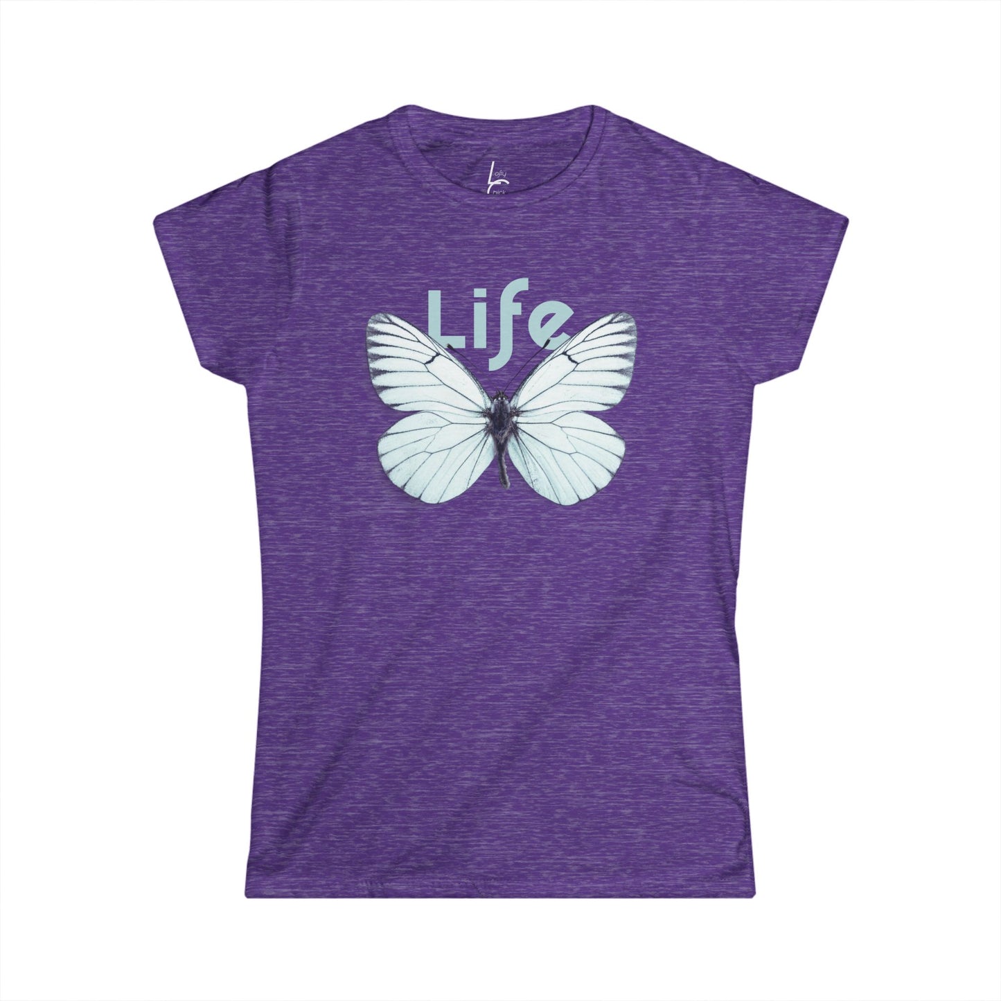 Comfort Fit Tee Garden Design White Butterfly Cotton Tee Fitted T-shirt Soft Tee Woman's T-shirt