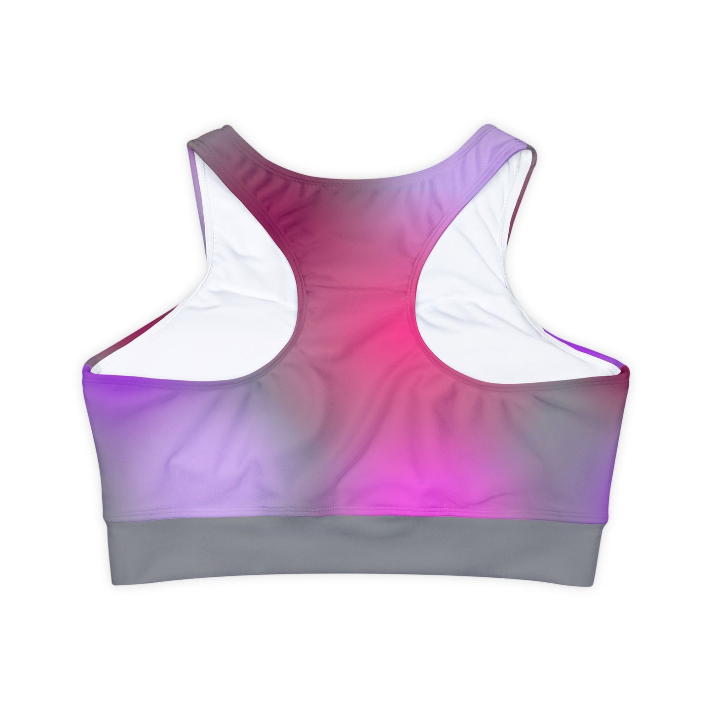 Sports Bra Fully Lined Padded Sports Bra Support Bra Purp Geo Pop/Gray