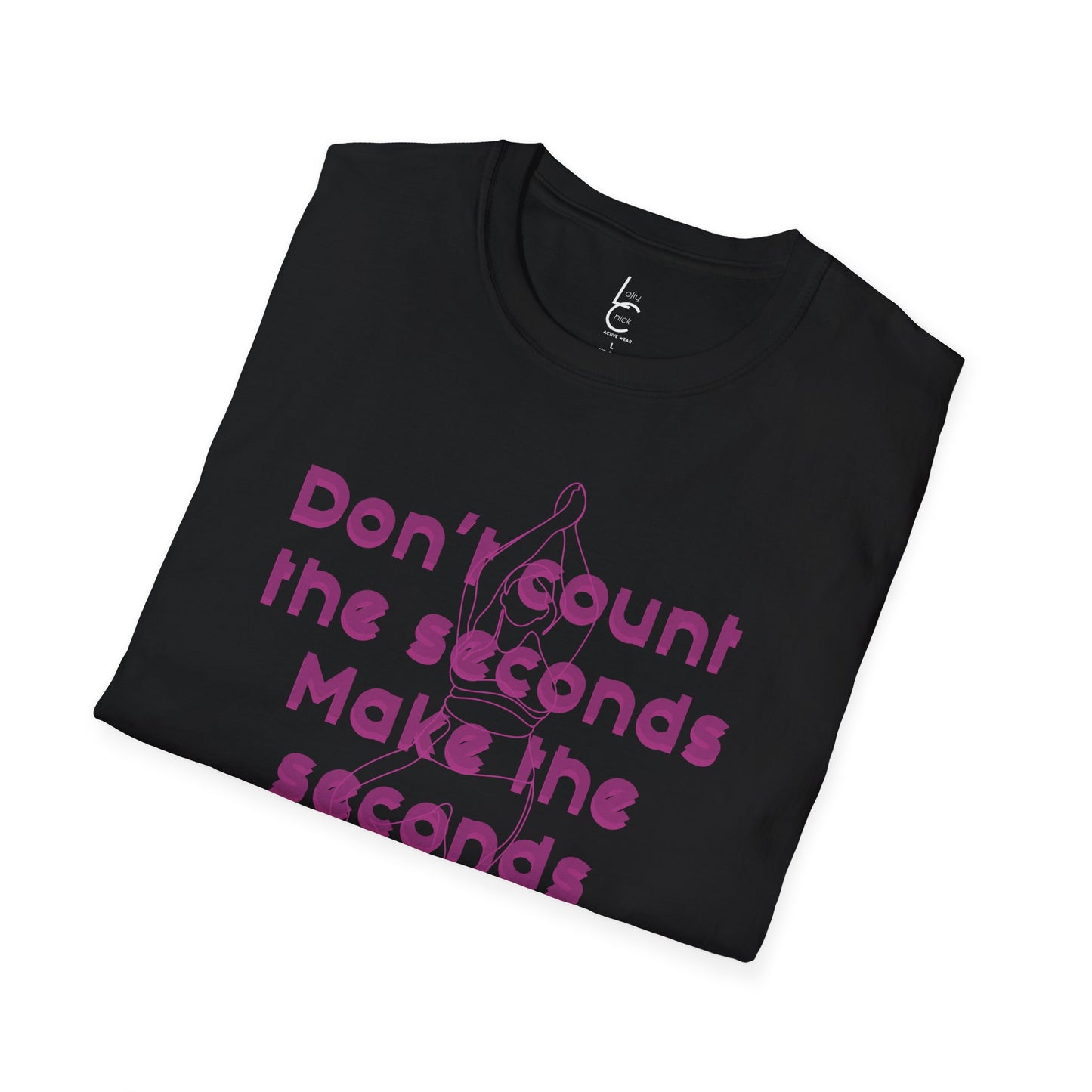 Graphic T-Shirt 'Don't count the seconds Make the seconds count' in Pink Yoga