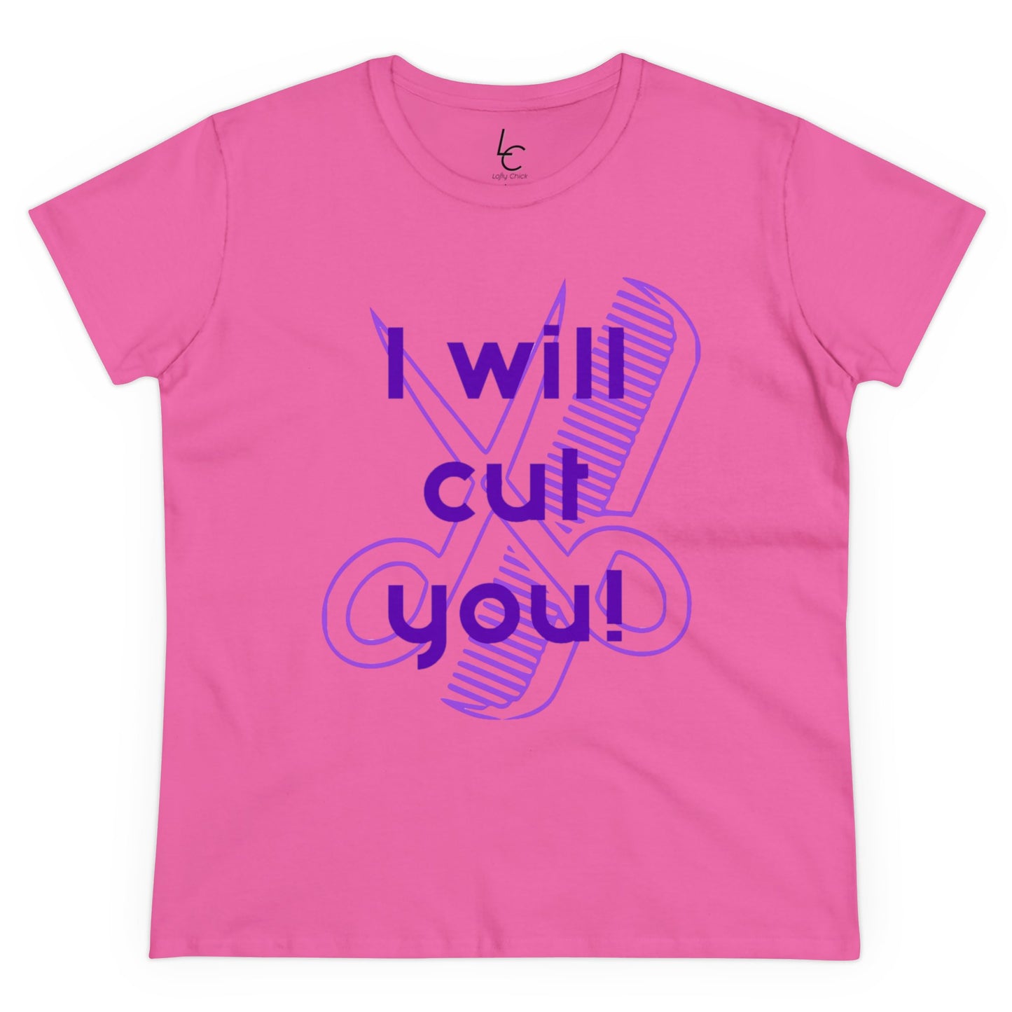 Comfy Cotton Graphic Tee For Hairstylist I Will Cut You Cotton Tee PurpleText Tee Shirt Cotton Tee Cotton T-shirt