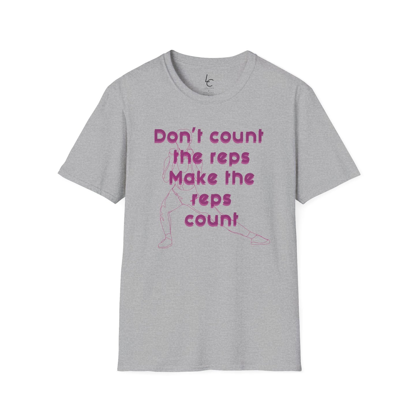 Graphic T-Shirt 'Don't count the reps Make the reps count' in Pink