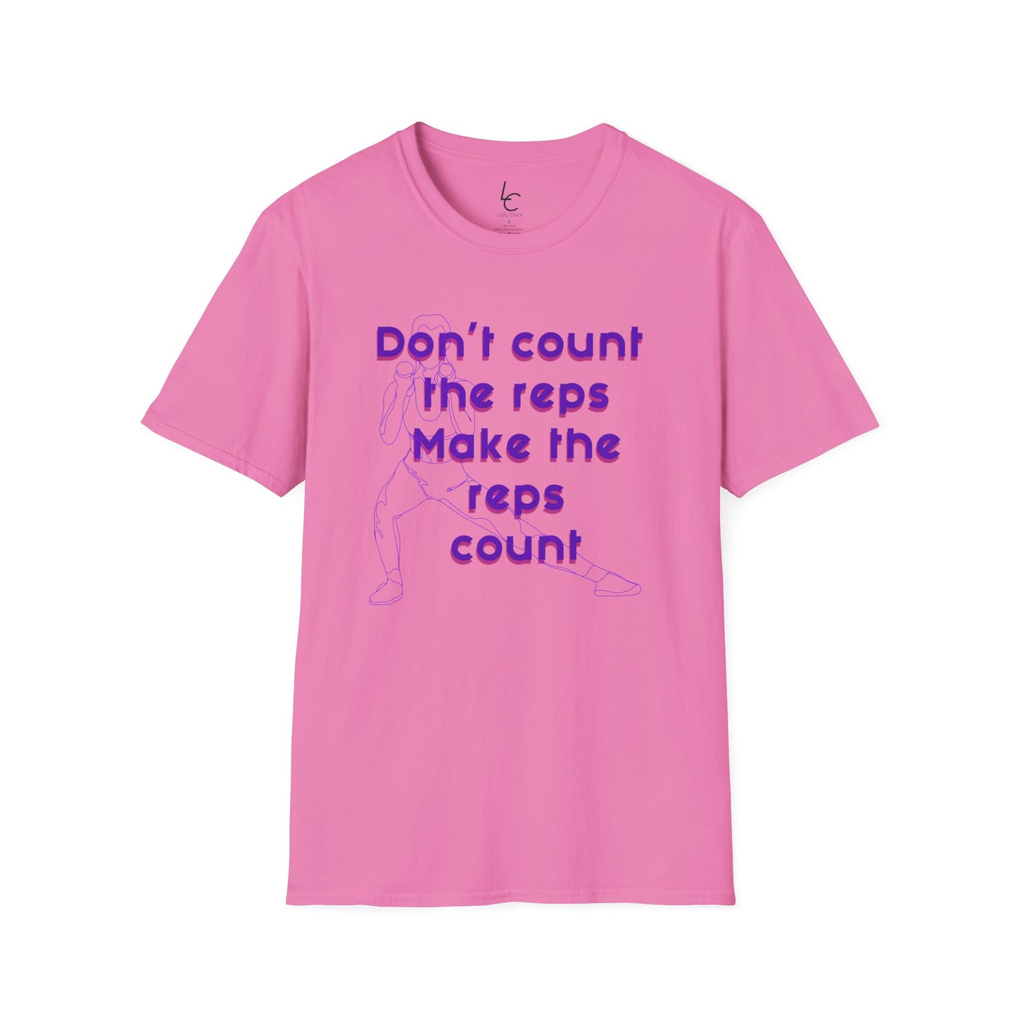 Graphic T-Shirt 'Don't count the reps Make the reps count' in Purple