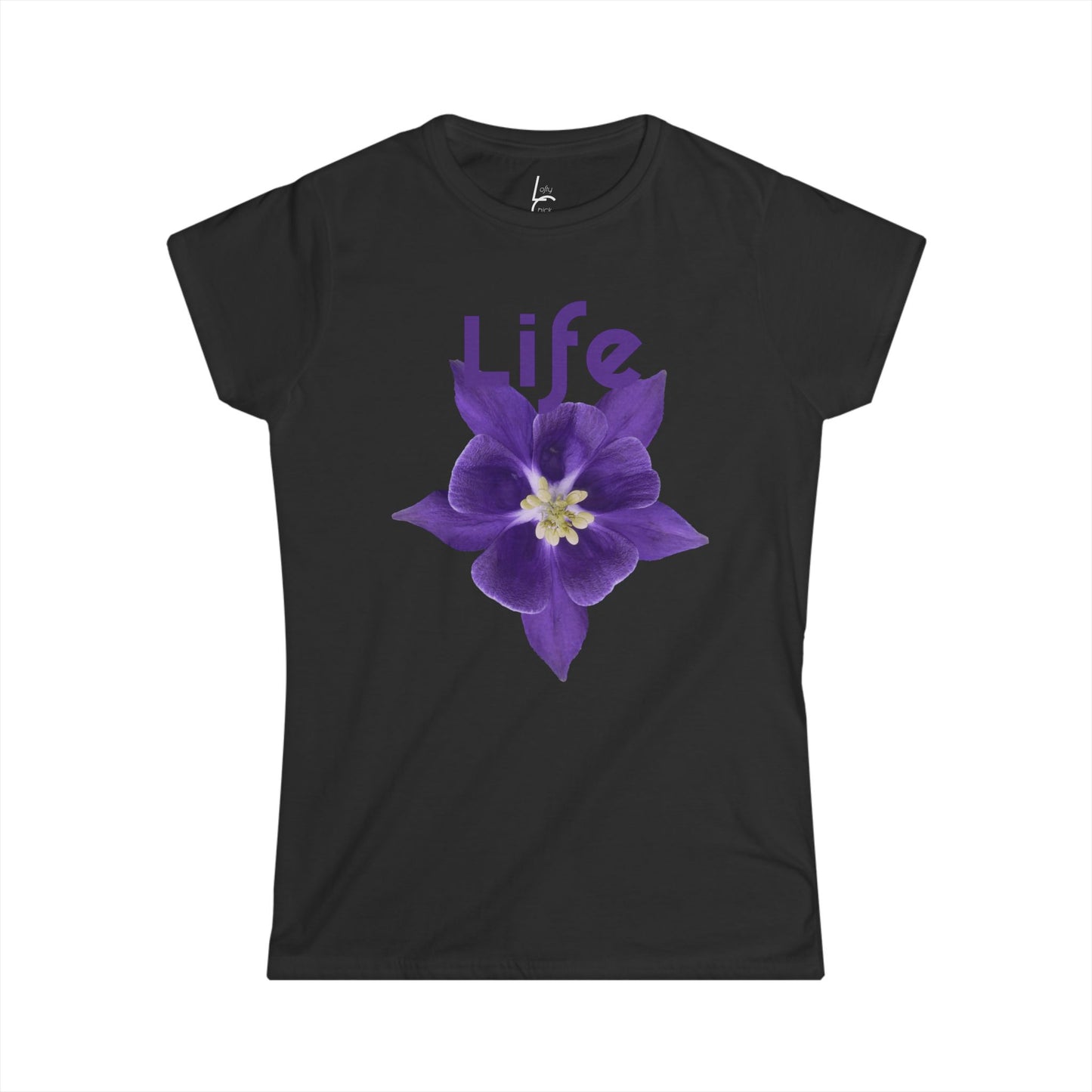 Comfort Fit Tee Garden Design Purple Flower Cotton T-shirt Florial Graphic Tee