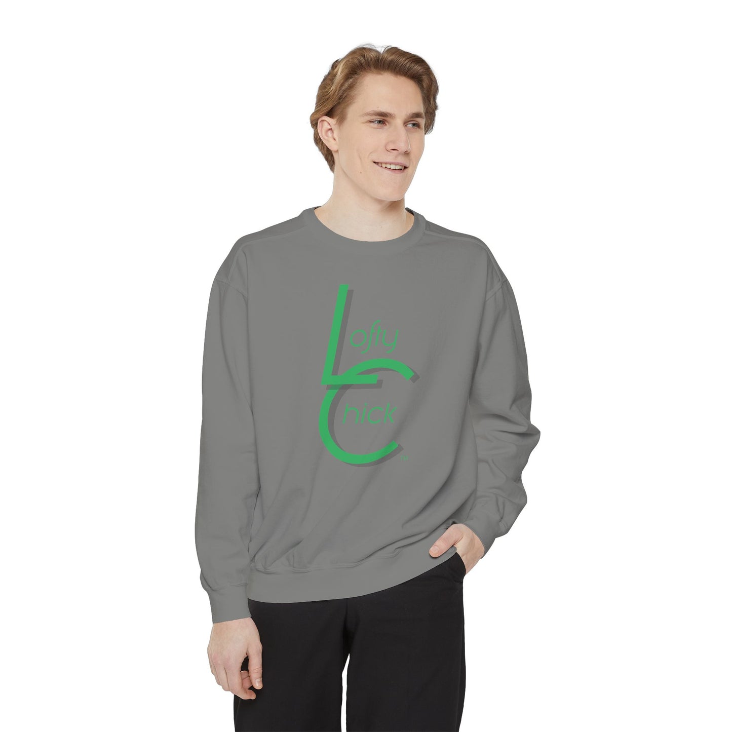 Soft Relaxed Fit Sweatshirt With Lofty Chick 2001 Logo Green