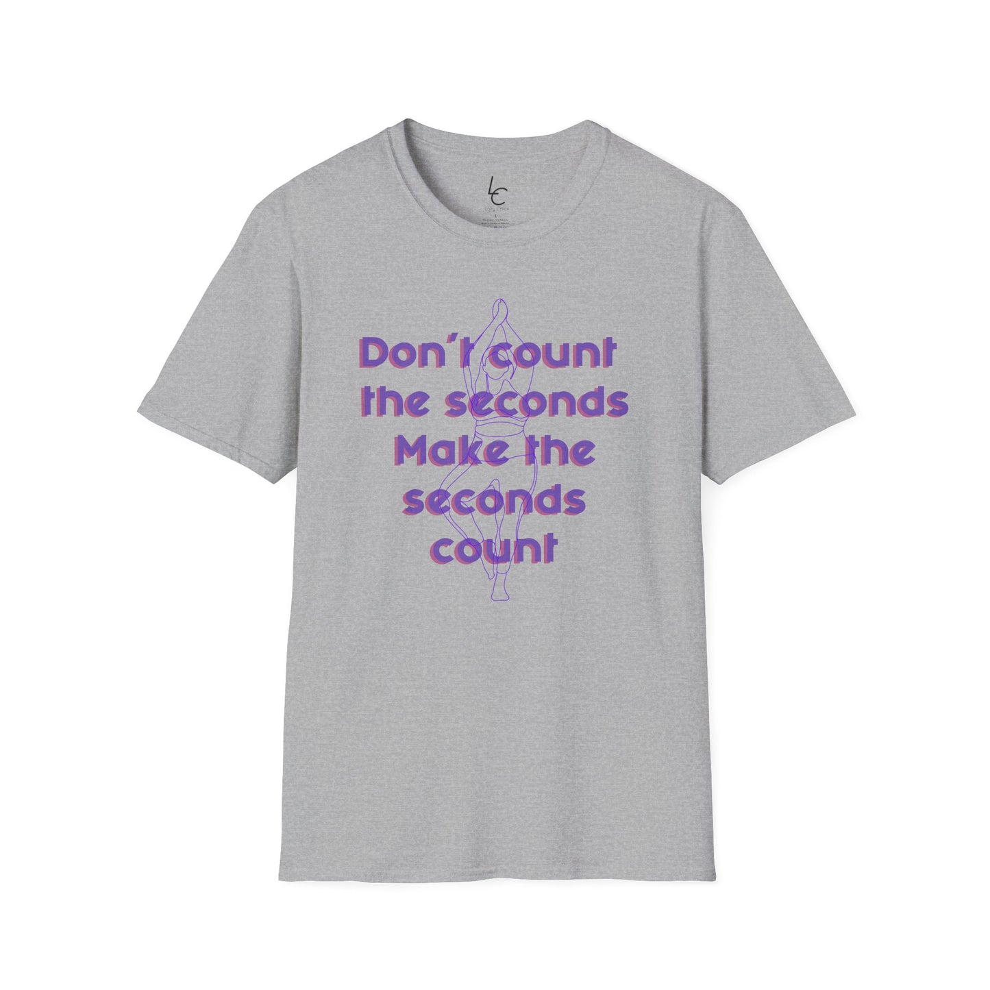 Graphic T-Shirt 'Don't count the seconds Make the seconds count' in Purple Yoga