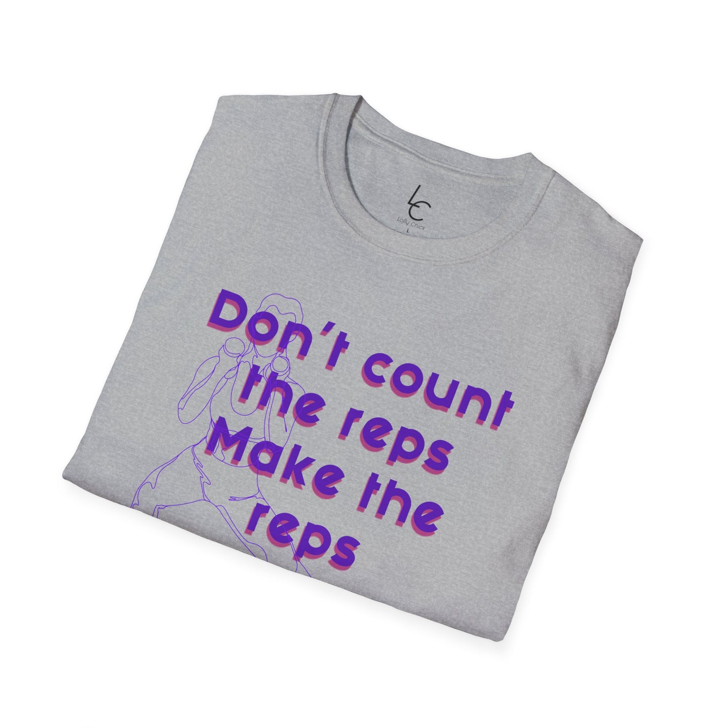 Graphic T-Shirt 'Don't count the reps Make the reps count' in Purple