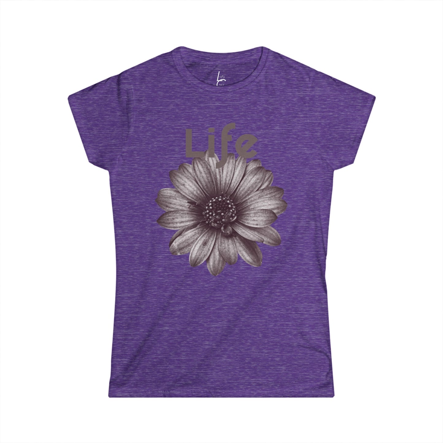 Comfort Fit Tee Garden Design Black and White Flower Cotton Tee Fitted T-shirt Soft Tee Woman's T-shirt