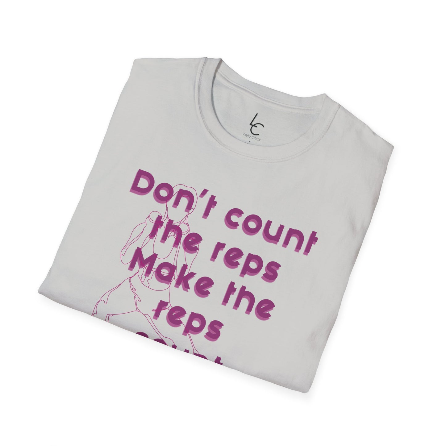 Graphic T-Shirt 'Don't count the reps Make the reps count' in Pink
