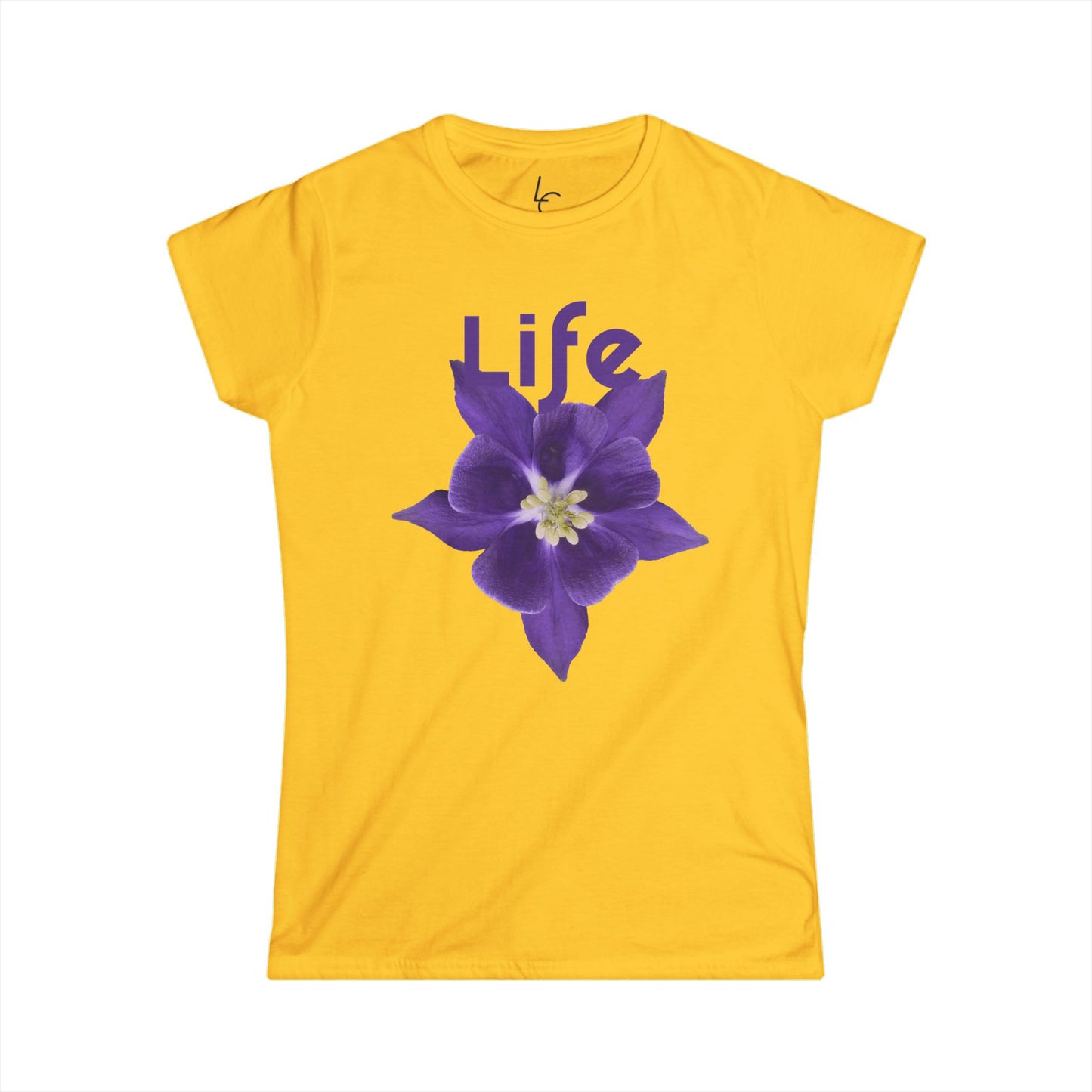 Comfort Fit Tee Garden Design Purple Flower Cotton T-shirt Florial Graphic Tee