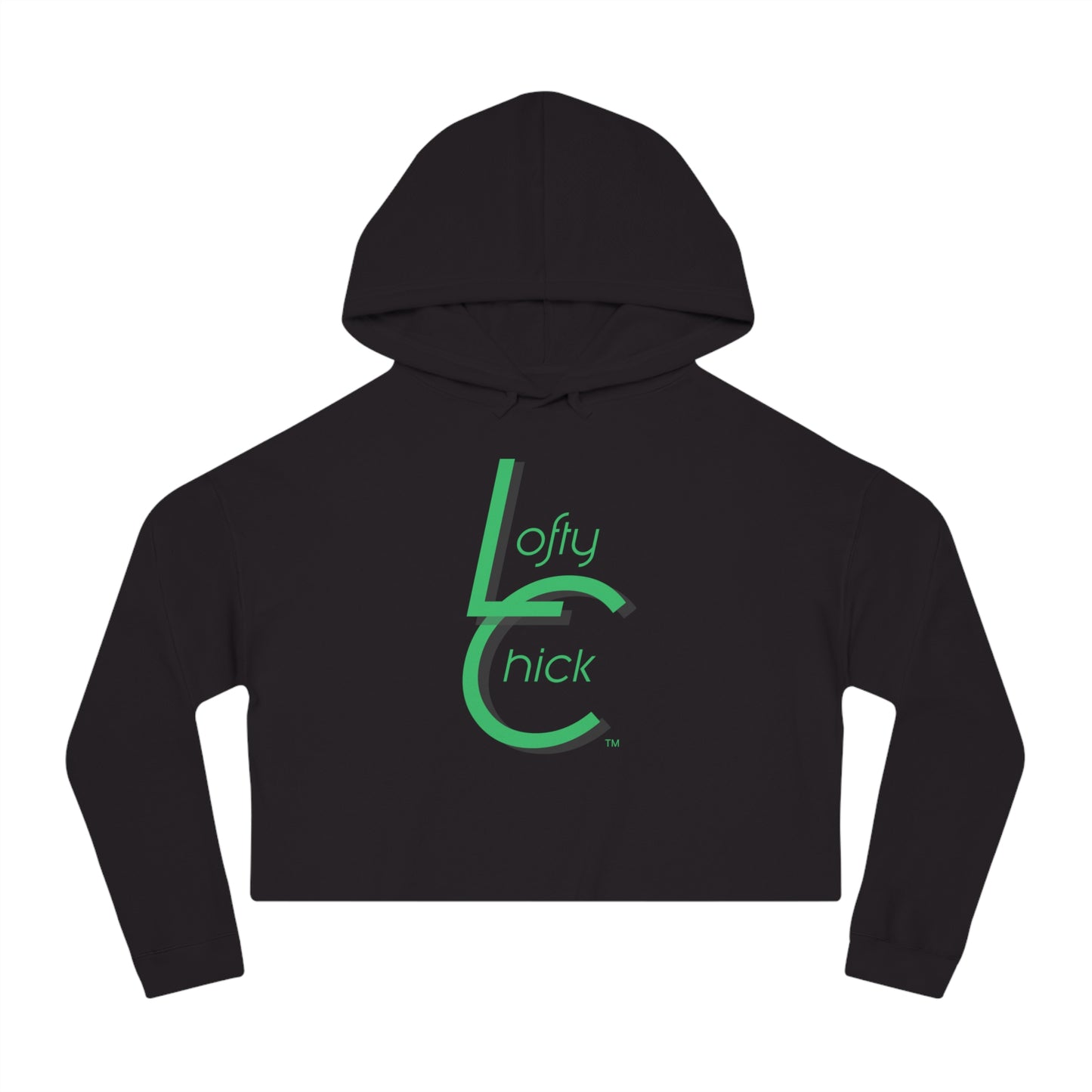 Cropped Hooded Sweatshirt With Lofty Chick Logo on Front Cropped Hoodie Active Wear Green