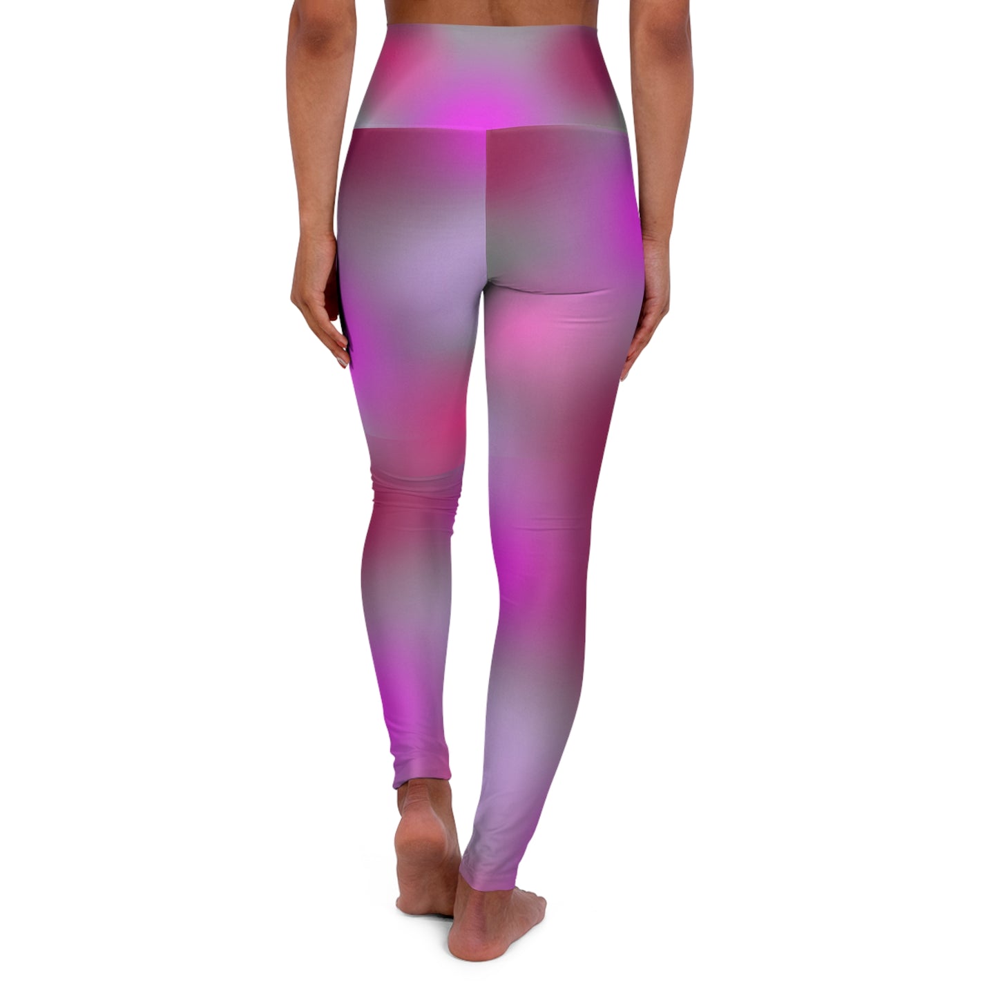 High Waisted Workout Leggings for Woman Pink/Purple Geo on Light Gray