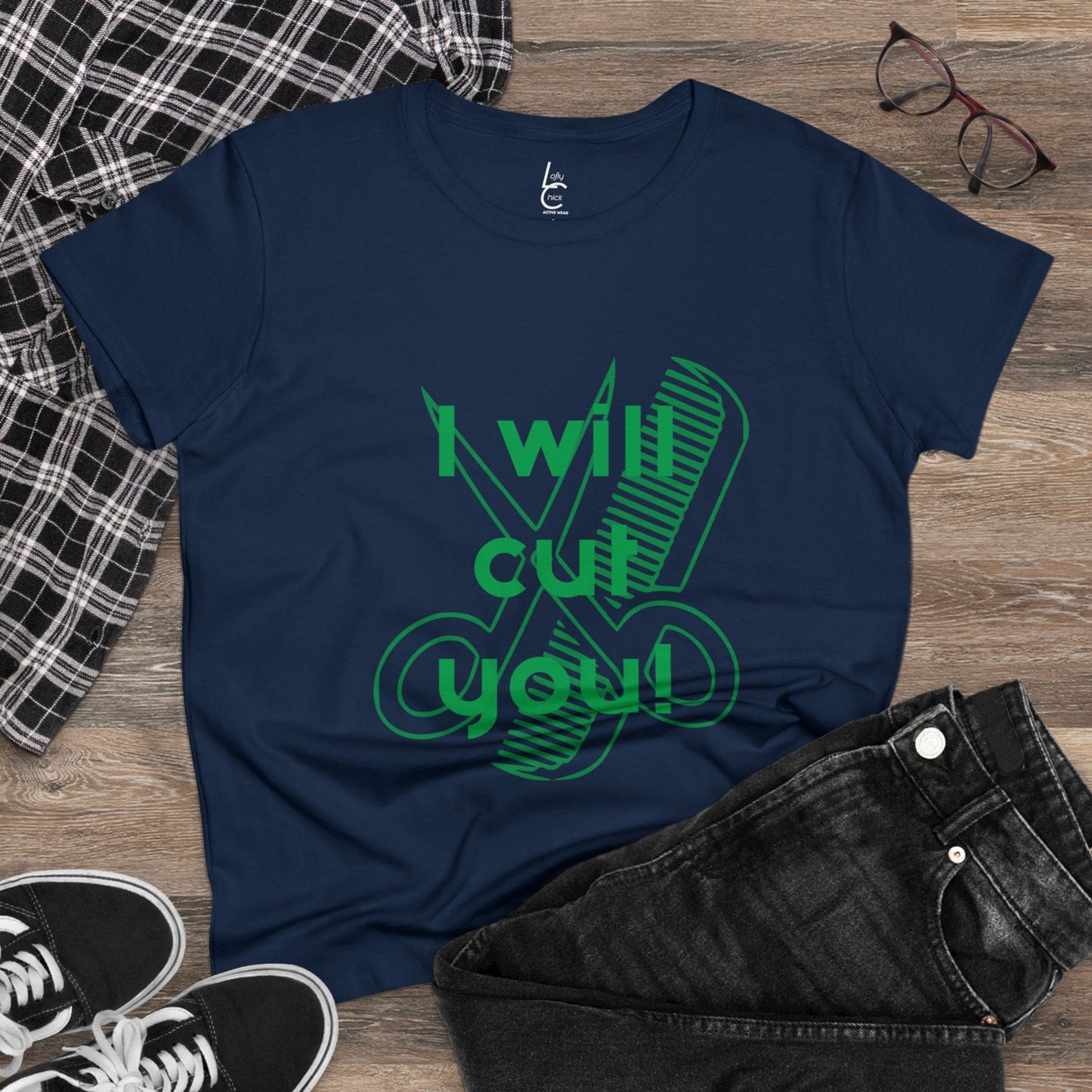 Comfy Cotton Graphic Tee I Will Cut You for Hairstylist Cotton Tee Green Text Hairstylist T-shirt Tee Shirt Cotton Tee Cotton T-shirt